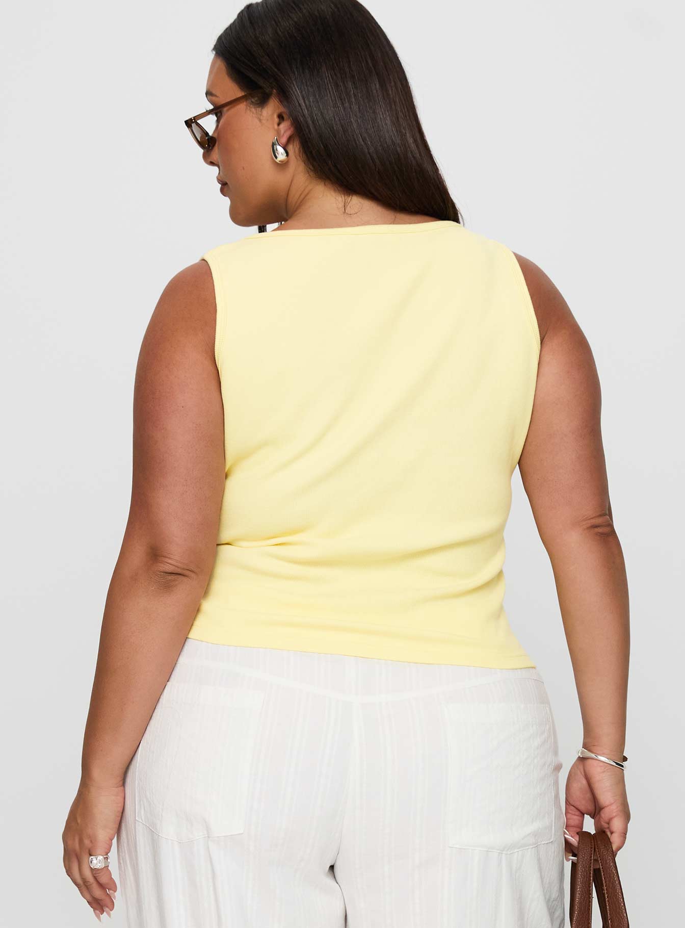 Baseline Square Neck Rib Tank Top Lemon Curve - Image 5