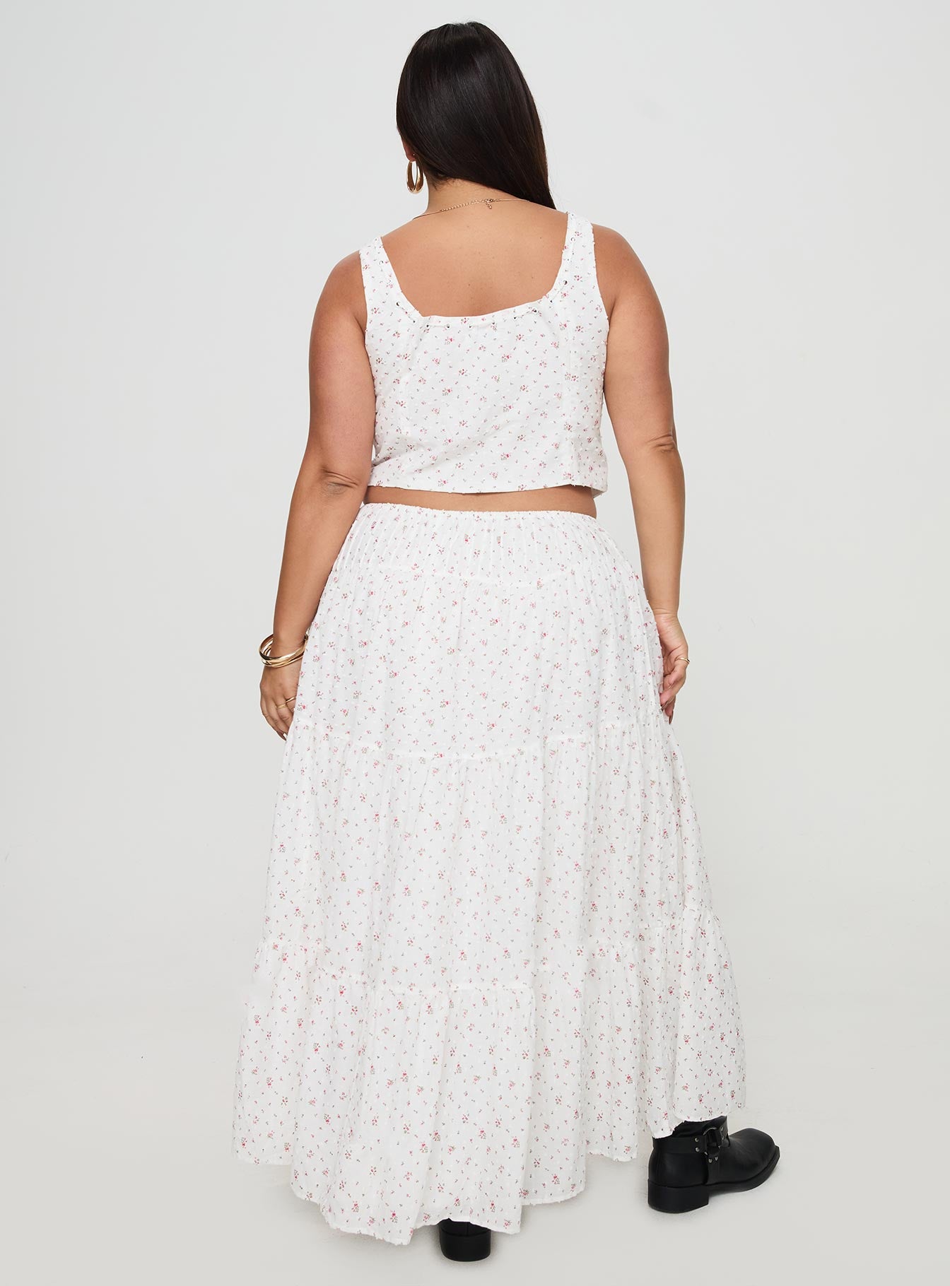 Cherry On Top Maxi Skirt White Floral Curve - Image 5