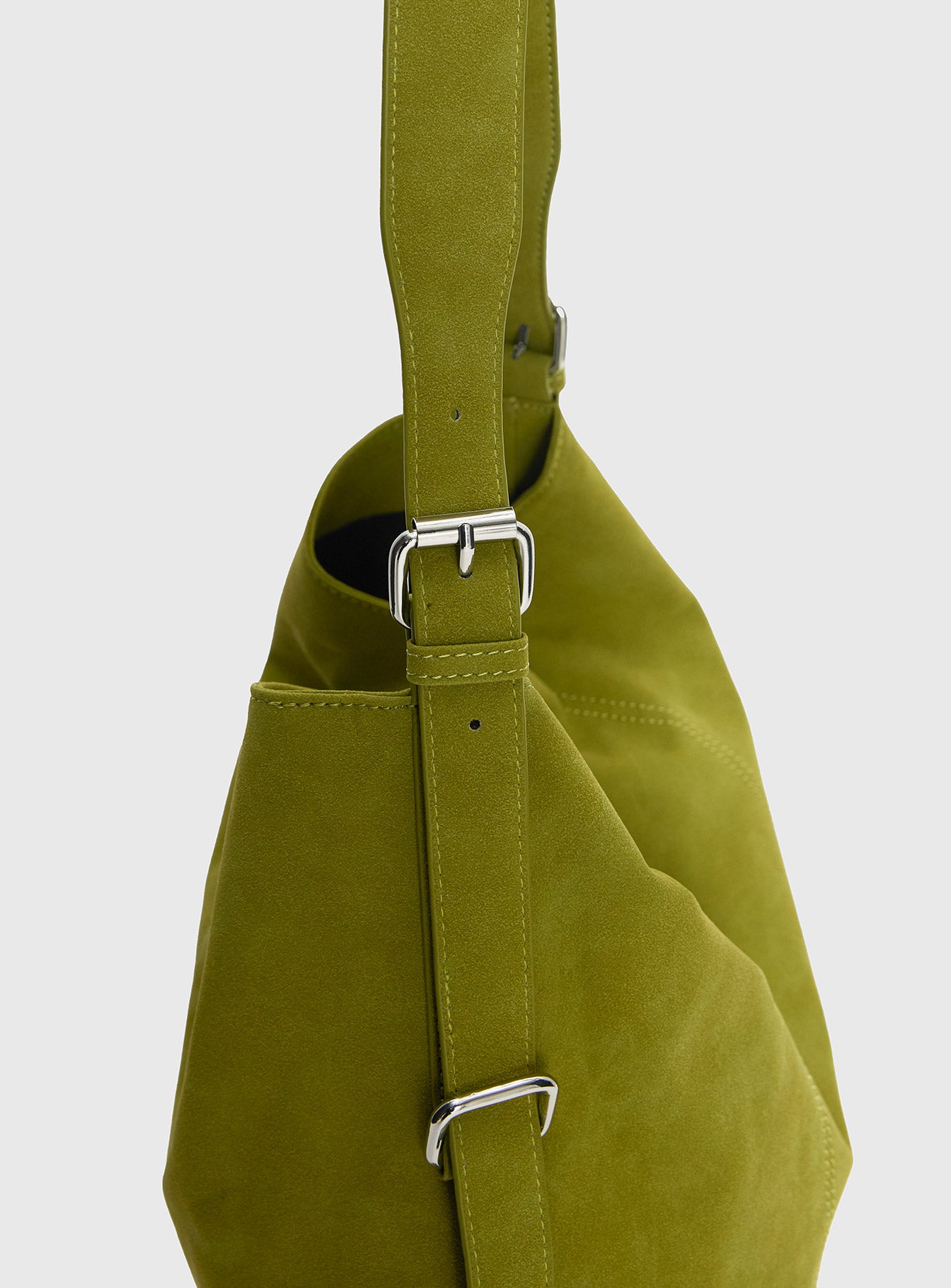 Bonus Points Faux Suede Shoulder Bag Green - Image 5