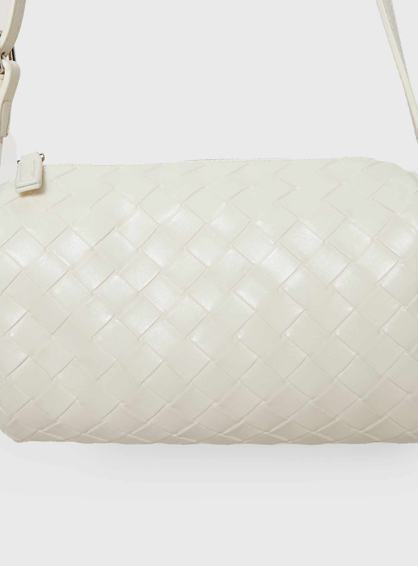 Corlee Woven Faux Leather Cylinder Bag Cream - Image 5