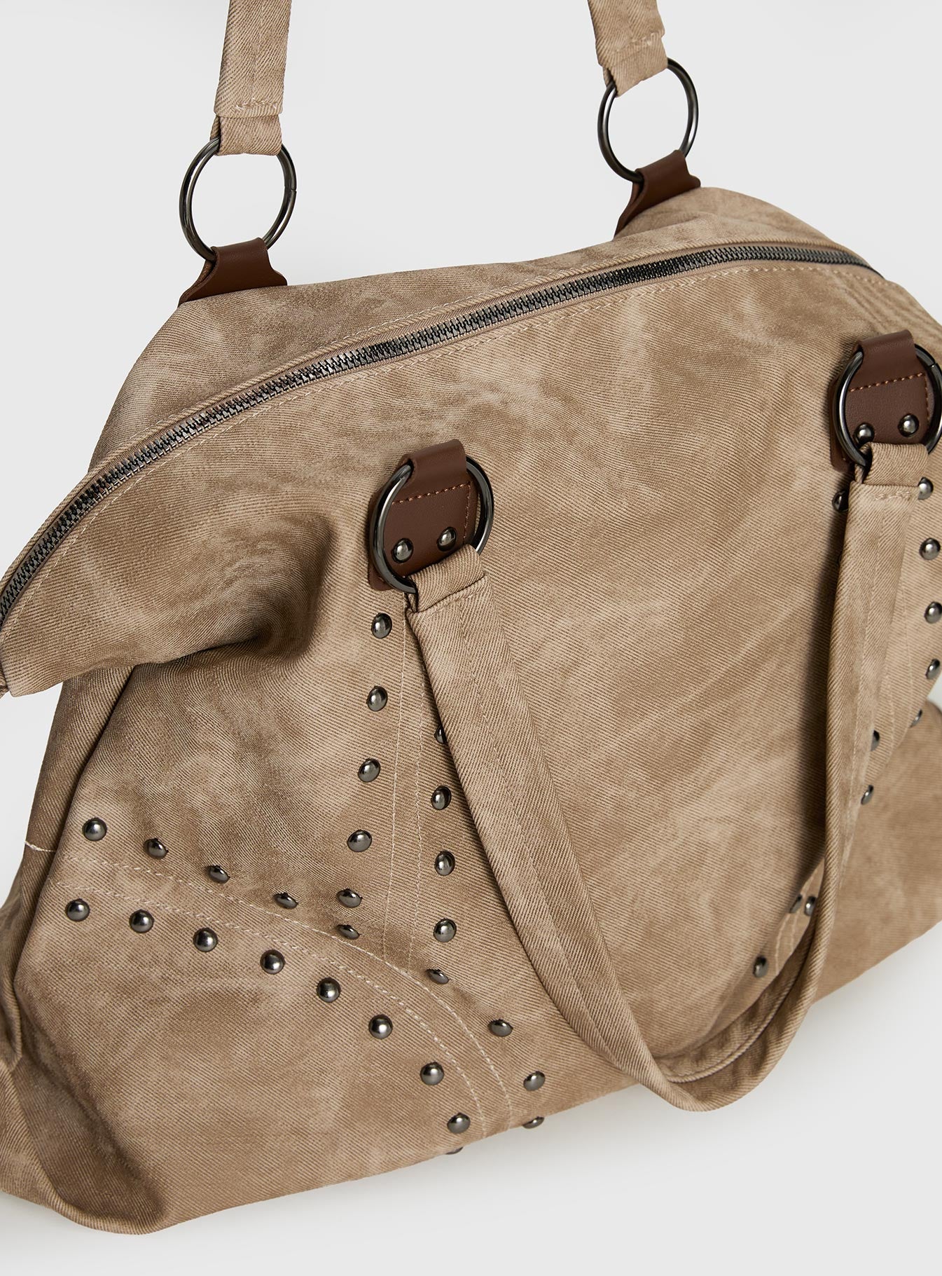 Brittin Stud Detail Shoulder Bag Beige - Image 5