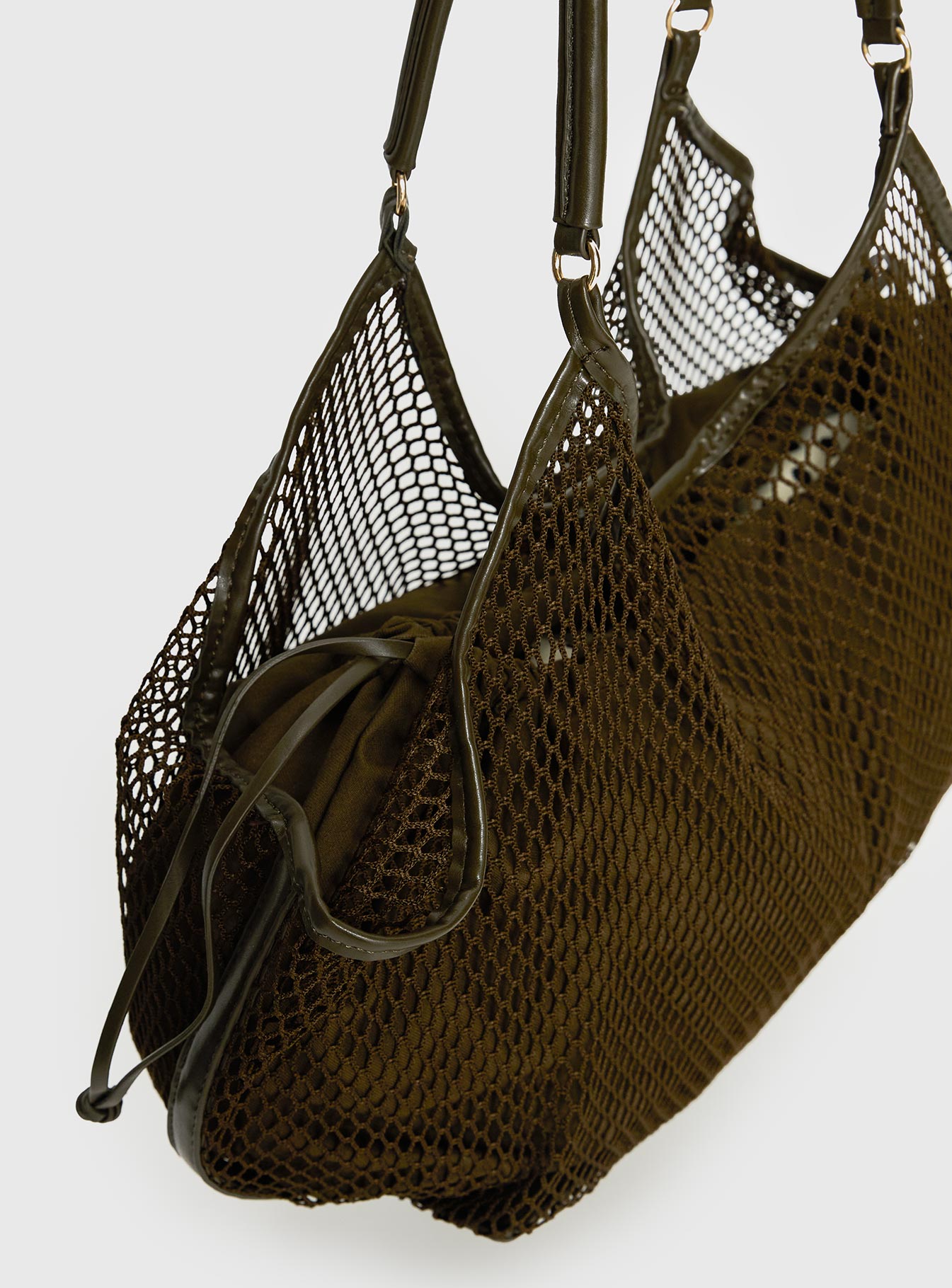 Isolda Mesh Tote Bag Khaki - Image 5