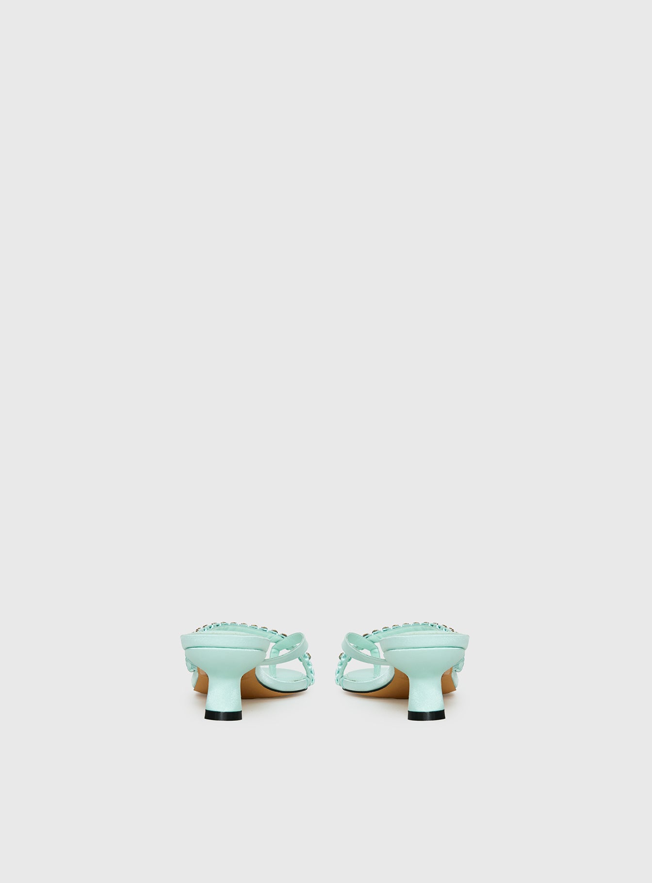 Little Italy Diamante Detail Thong Heels Aqua - Image 4