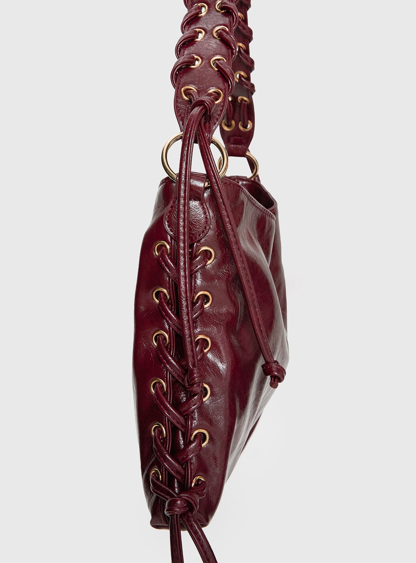 Amadea Tie Detail Shoulder Bag Burgundy - Image 5