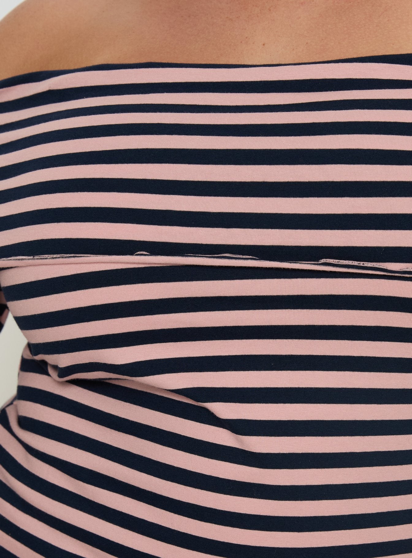 Janicia Off Shoulder Top Pink Stripe Curve - Image 5