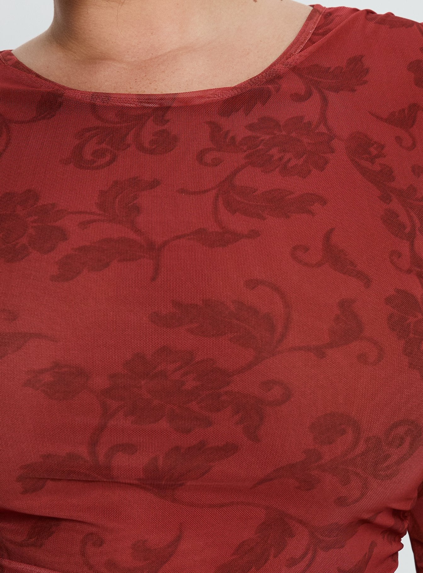 People Watching Long Sleeve Top Red Floral Curve - Image 6