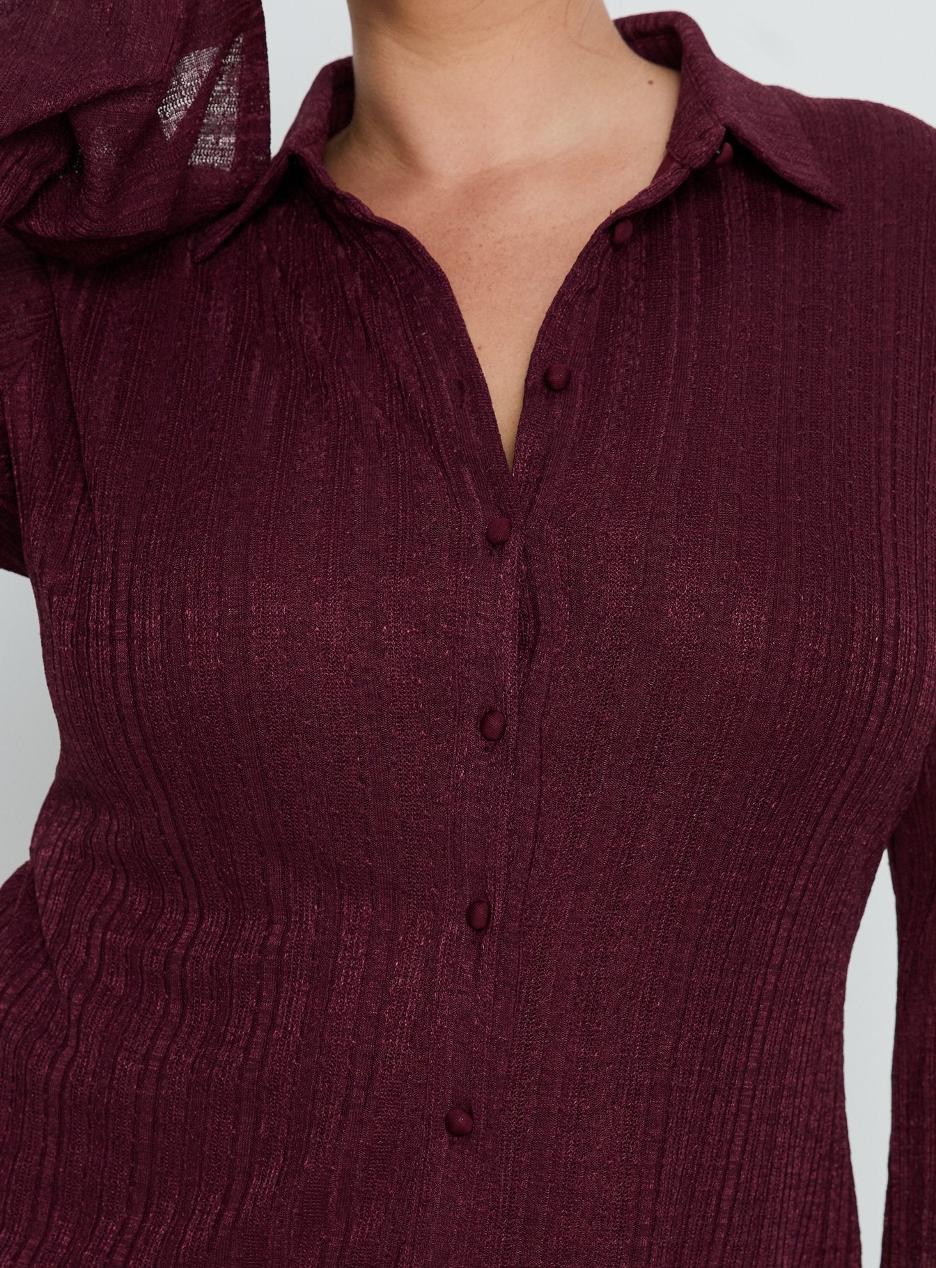 When You Sleep Long Sleeve Mini Dress Wine Curve - Image 5