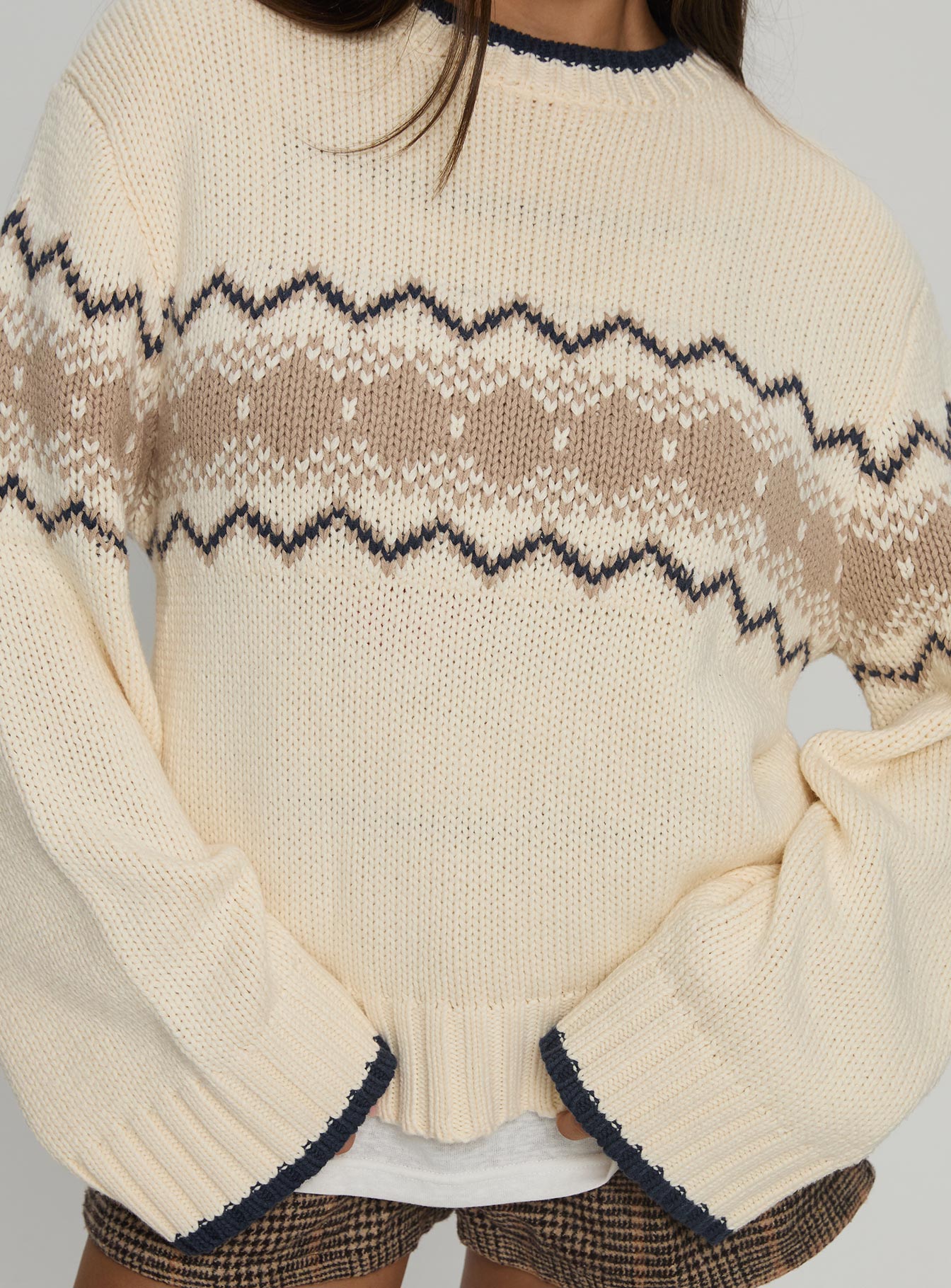 Madalynn Knit Graphic Jumper Beige - Image 6