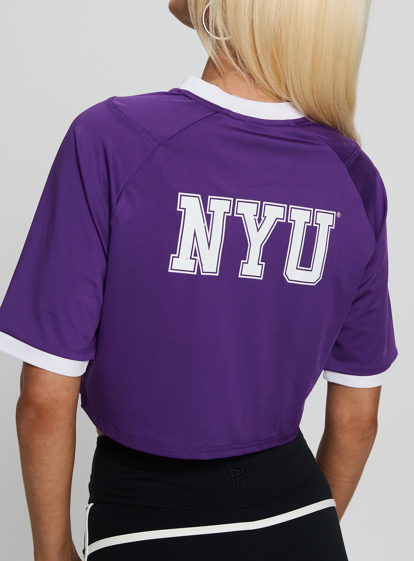 NYU Cropped Soccer Jersey Tee Purple - Image 5