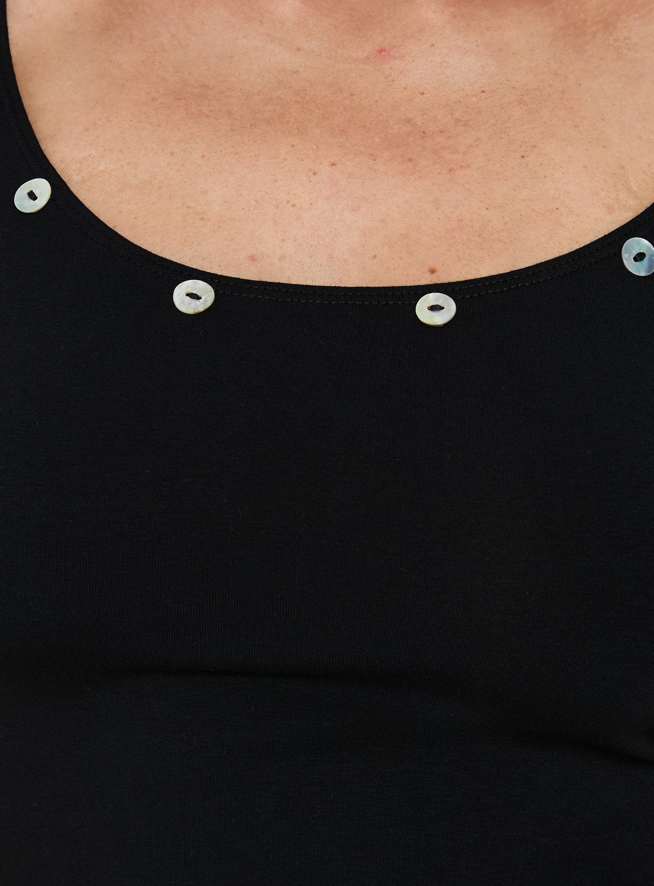 Collson 3/4 Sleeve Button Detail Top Black - Image 6