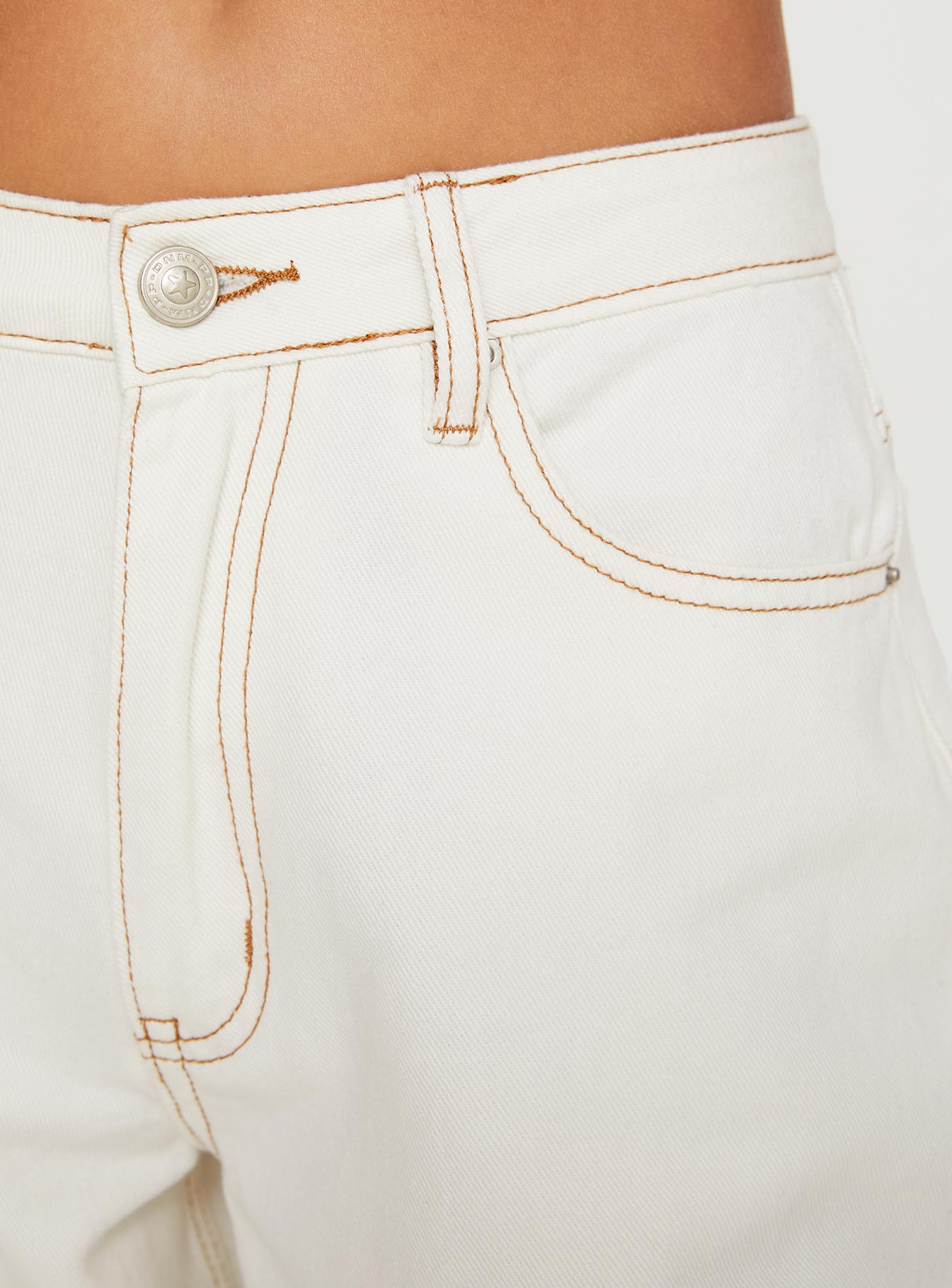 Naylor Mid Rise Wide Leg Jeans Cream - Image 5