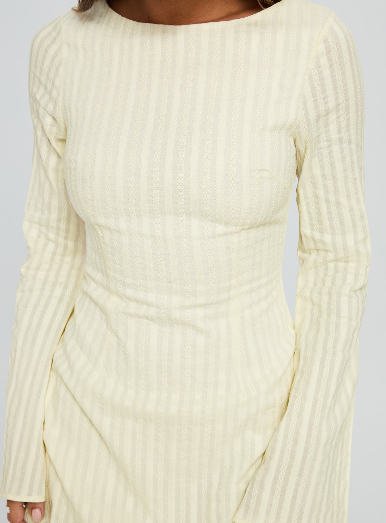 Alfalfa Long Sleeve Mini Dress Cream - Image 6