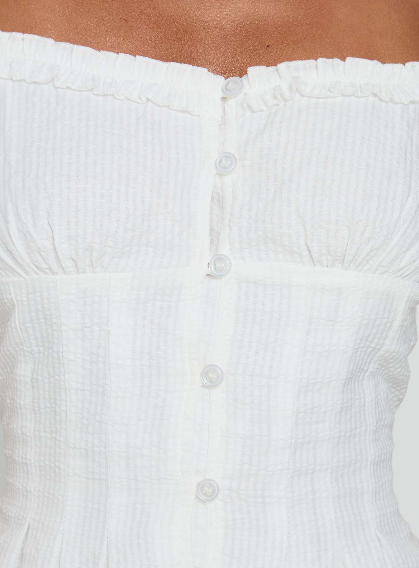 Zoela Off Shoulder Ruffle Mini Dress White - Image 6