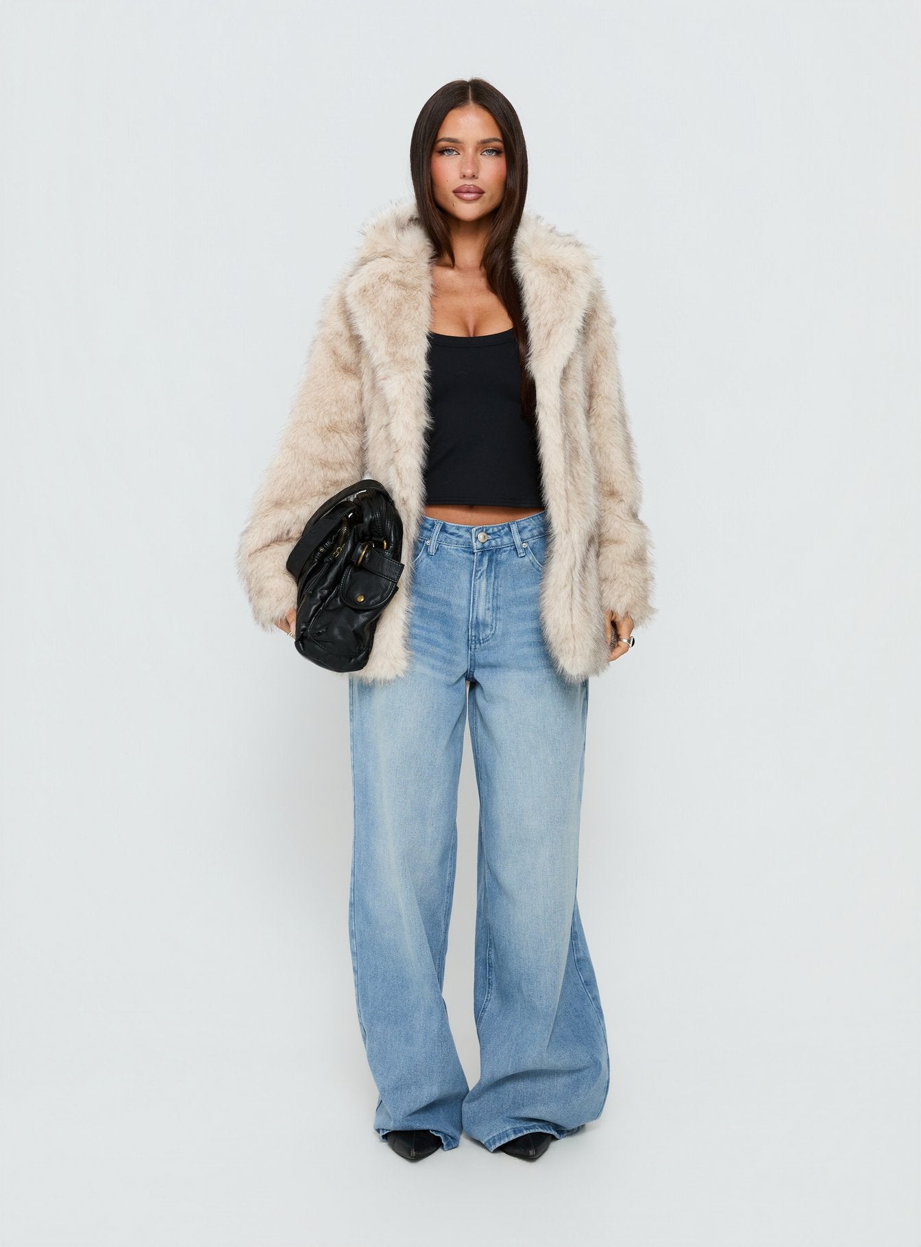 Clova Faux Fur Coat Grey - Image 7