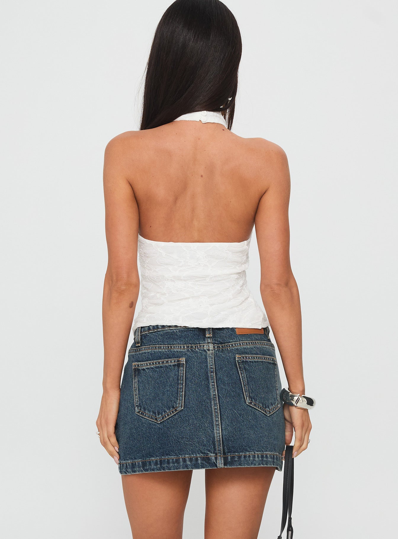 Nickei Denim Mini Skirt Washed Blue Tall - Image 5