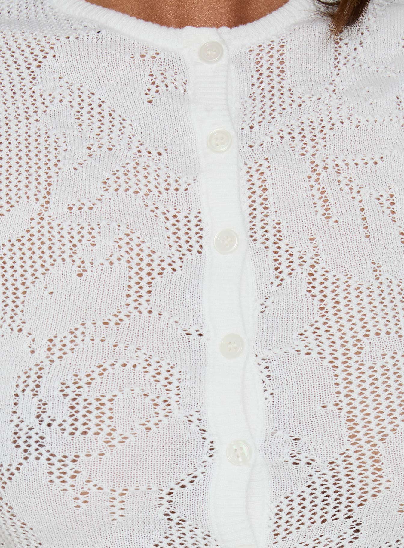 Cypressa Crochet Short Sleeve Top Antique White - Image 6