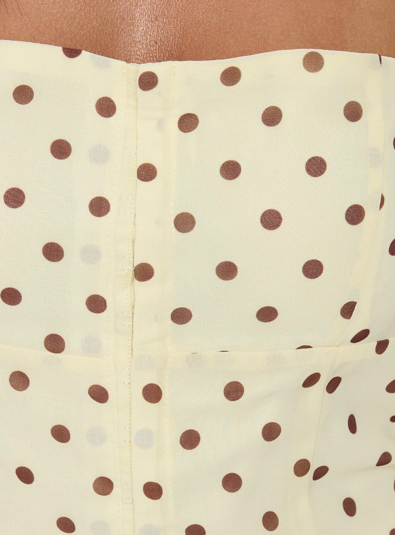 Bon Bon Tie Neck Top Yellow / Brown Polka - Image 5