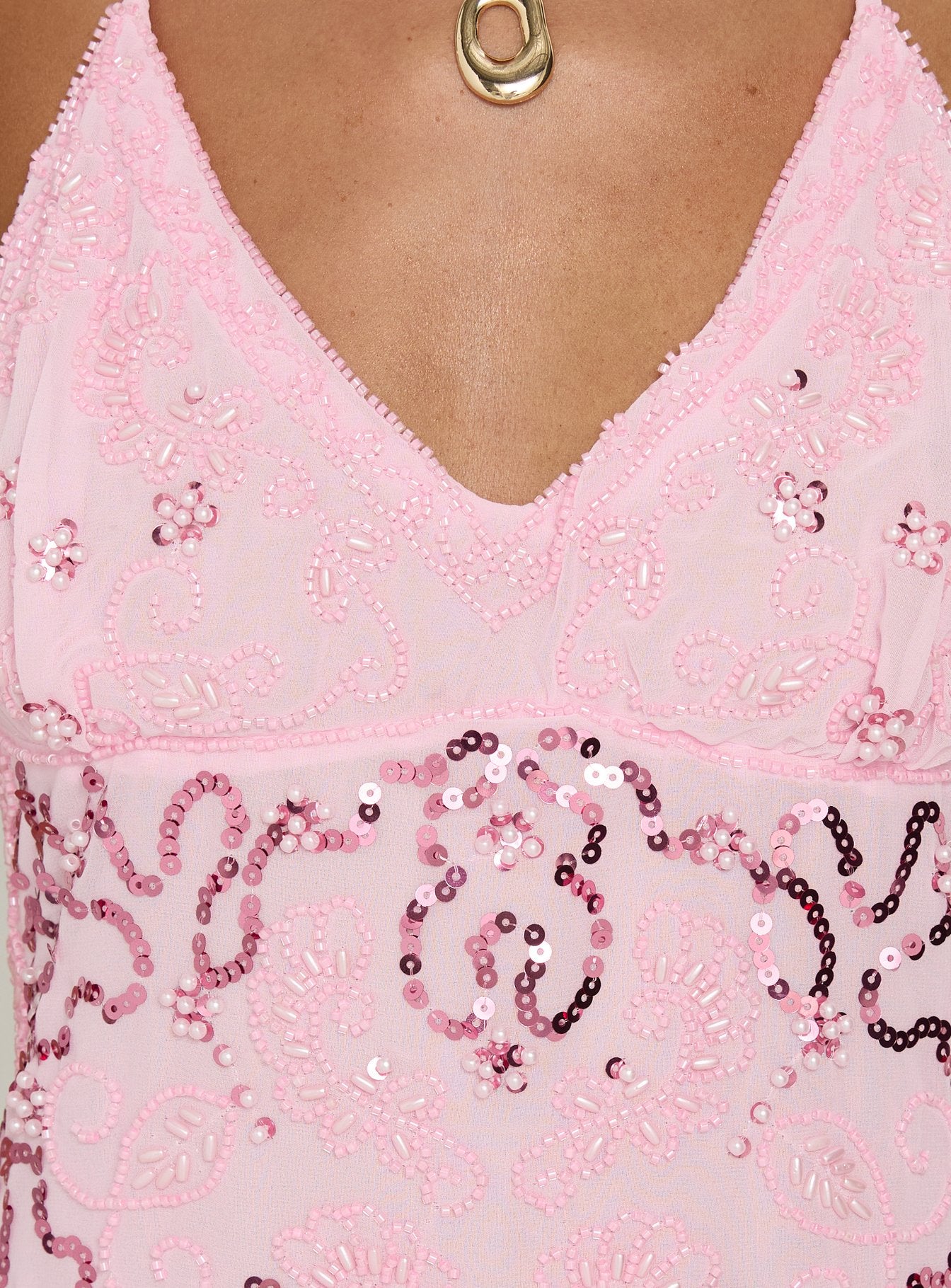 Stazia Beaded Mini Dress Pink - Image 6