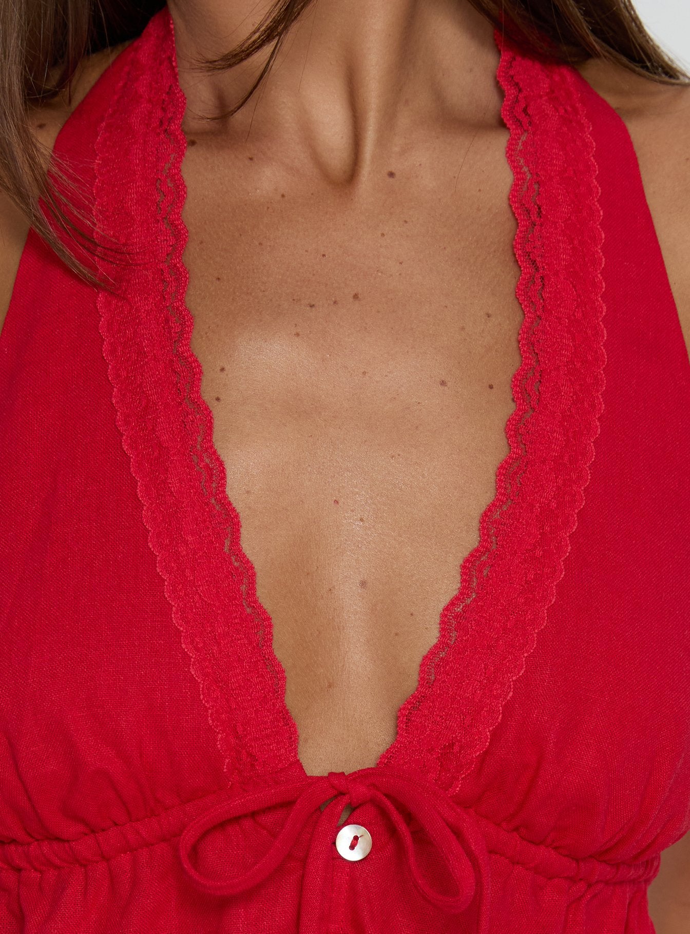 Cloud Crush Linen Halter Top Red - Image 6