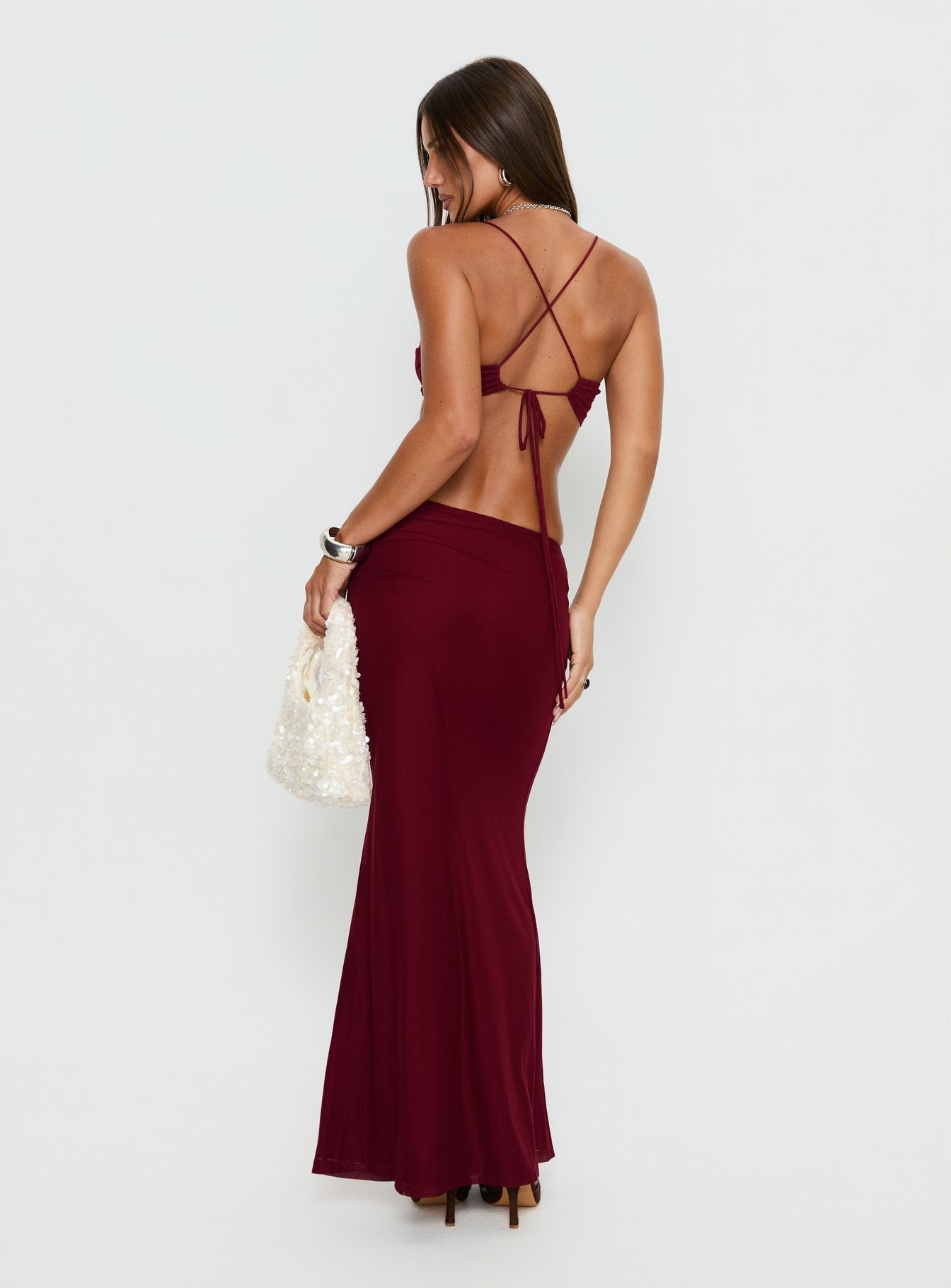 Delores Ruched Maxi Skirt Red - Image 5