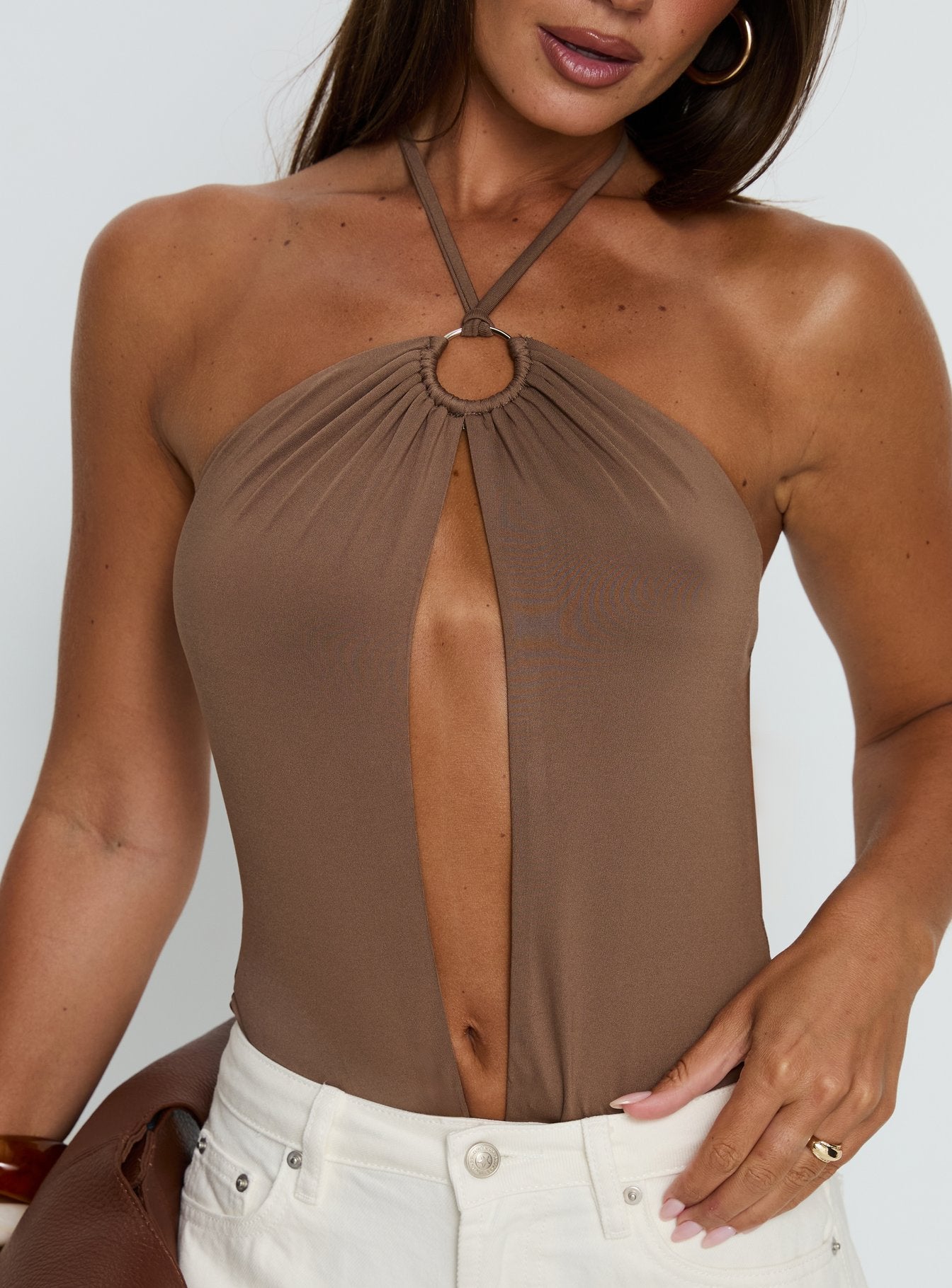 Damiana Cut Out Bodysuit Brown - Image 6