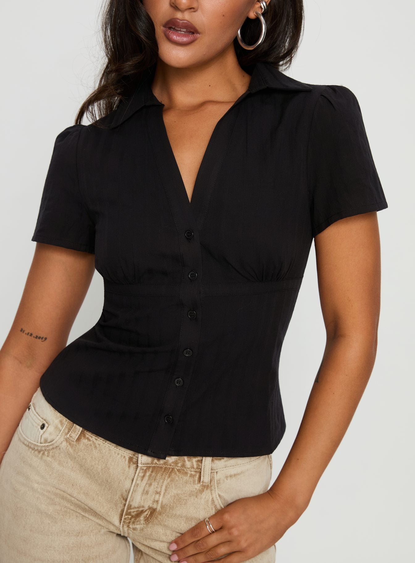 What A Show Button Up Top Black - Image 6