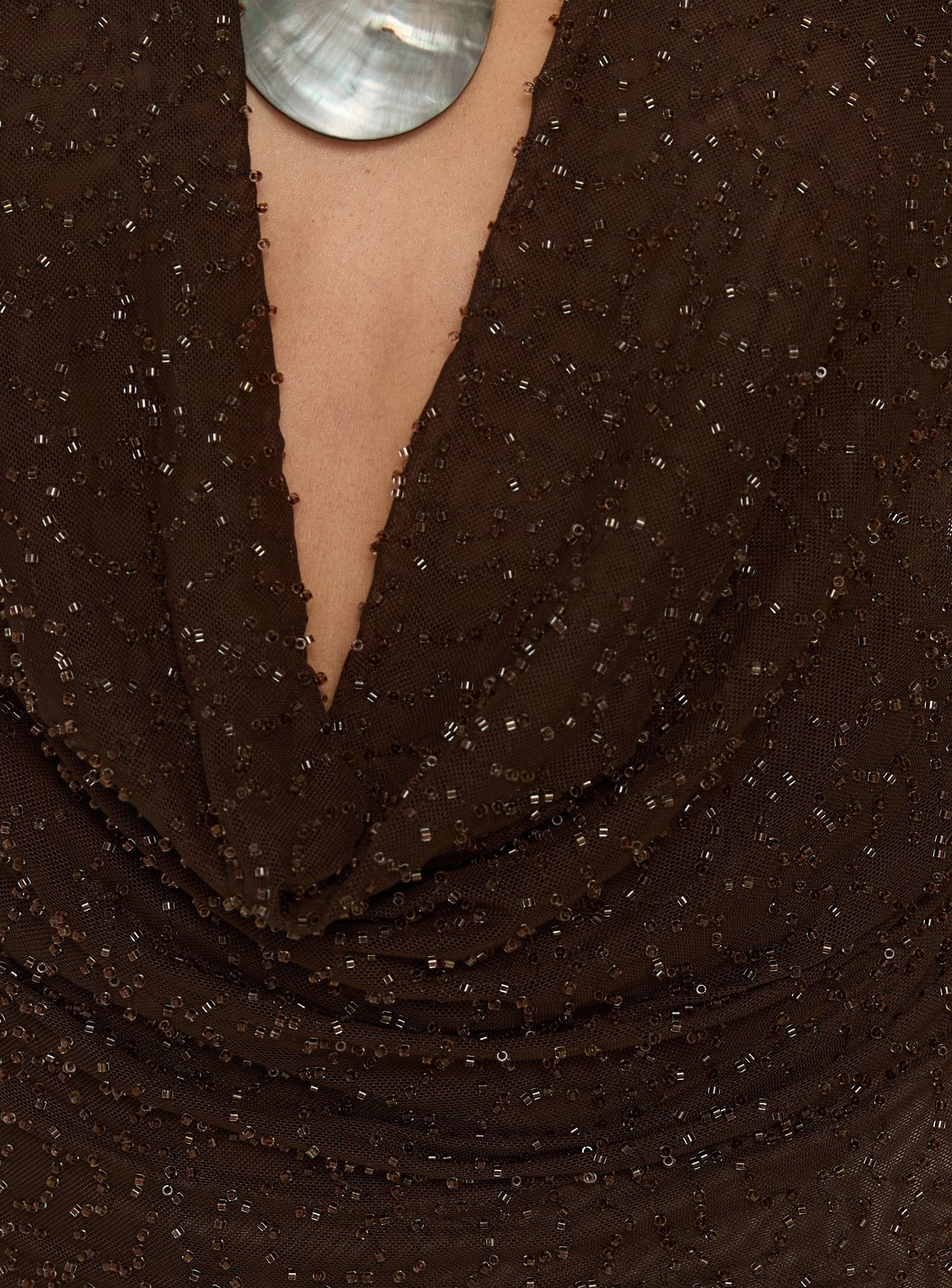 Auralie Plunge Neck Halter Top Brown - Image 6