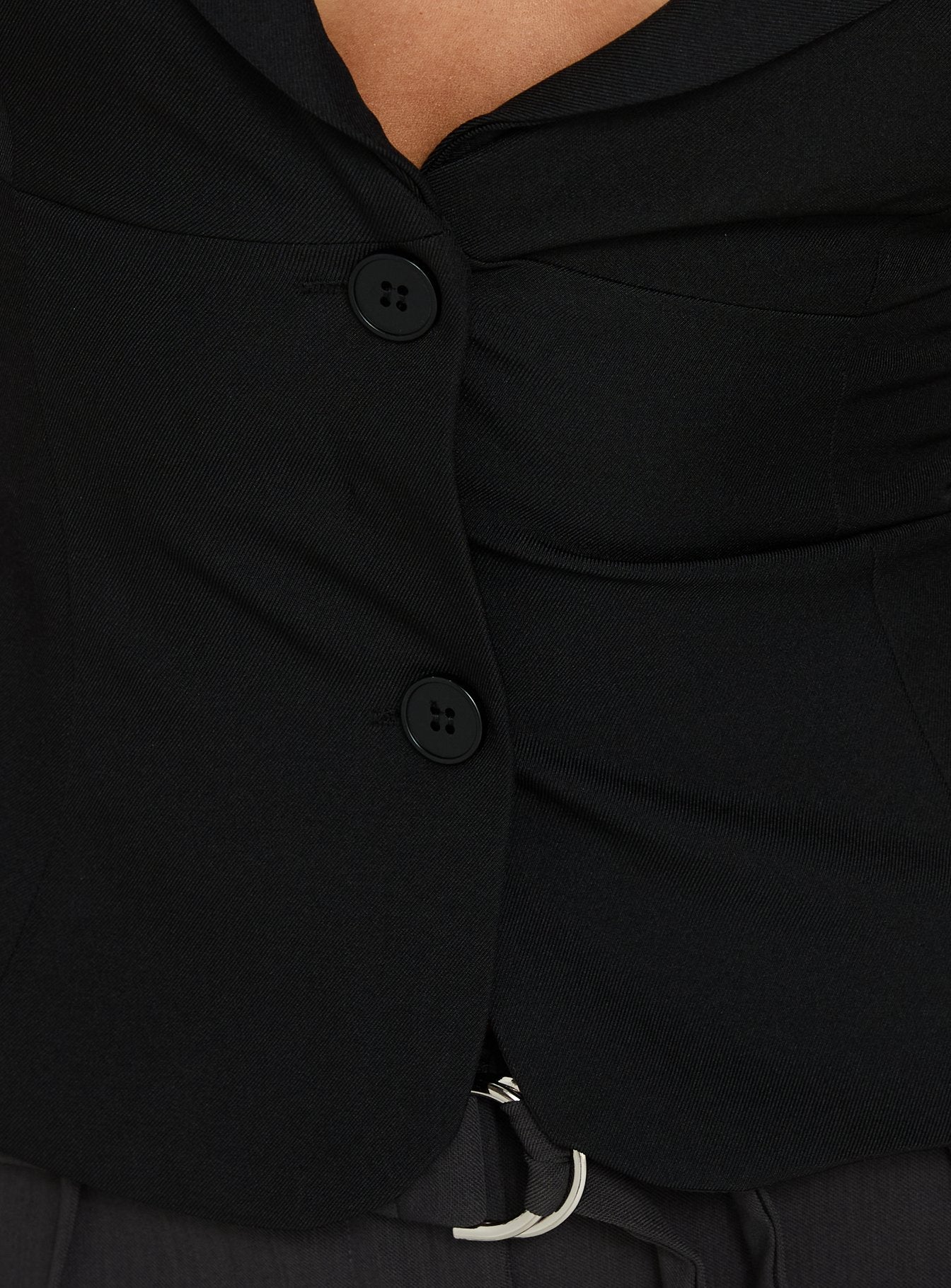 Alexandrea Plunge Button Up Top Black - Image 6