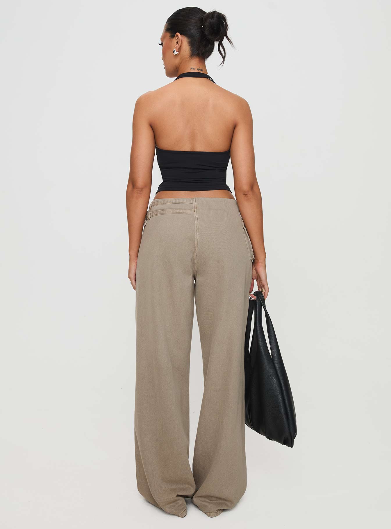 Paltrow Mid Rise Wide Leg Cargo Jeans Washed Brown - Image 5