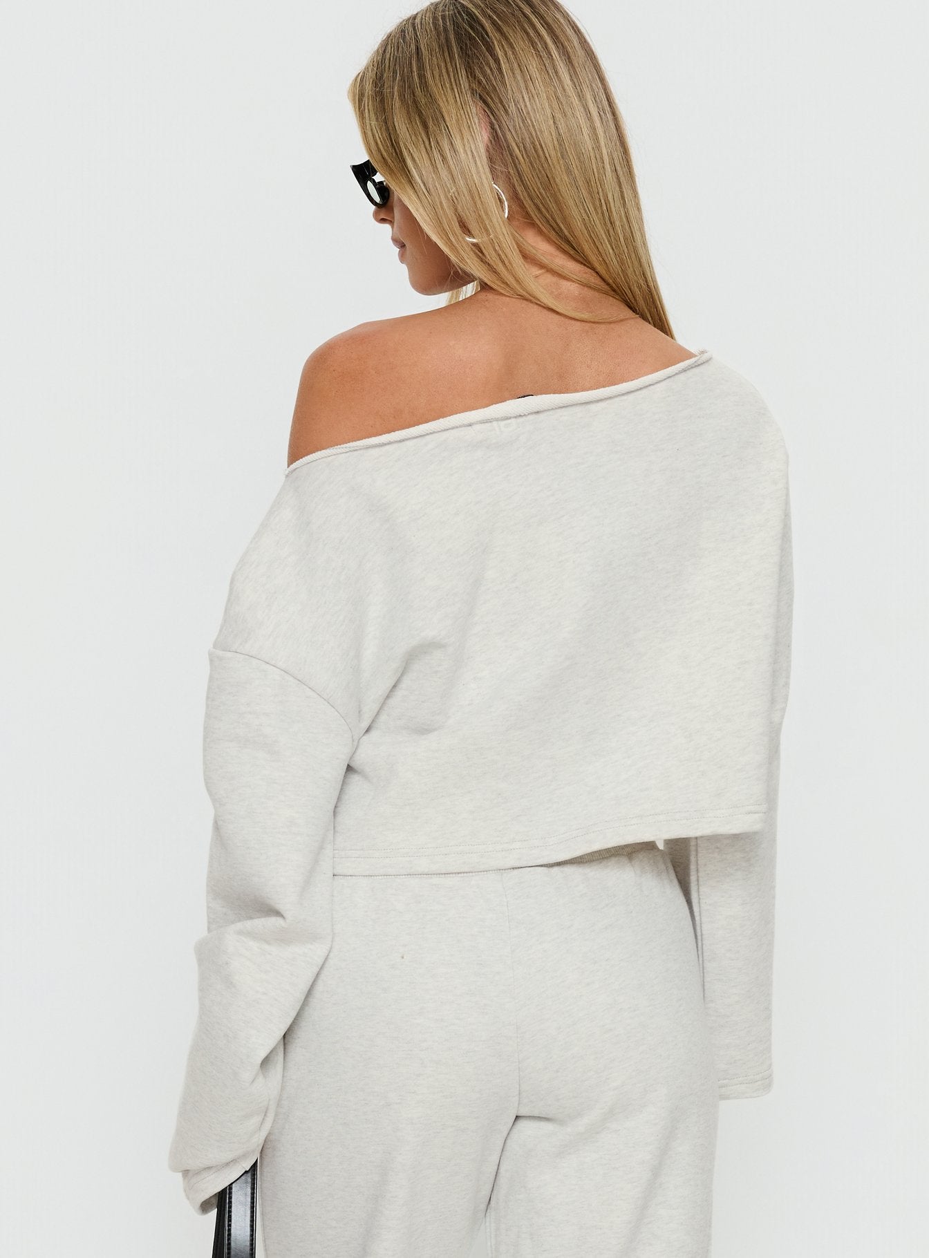 Retreat Raw Edge Off Shoulder Jumper Snow Marle - Image 5