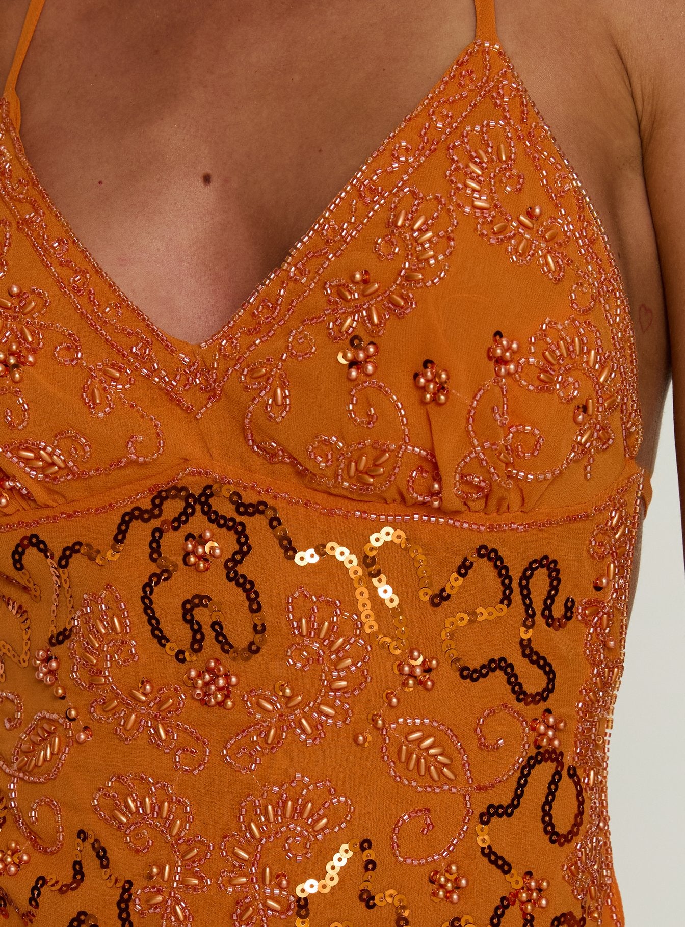 Makaria Sequin Cami Top Orange - Image 6