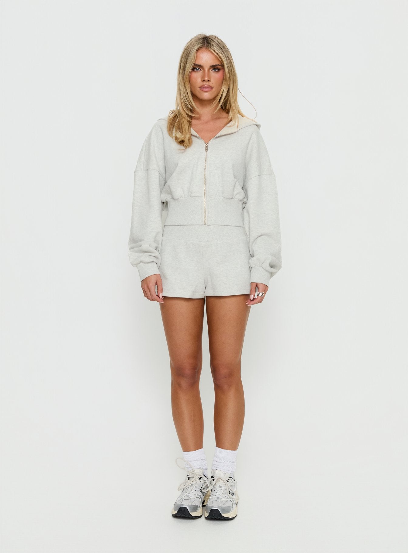 Daytime Cropped Blouson Hoodie Snow Marle - Image 7