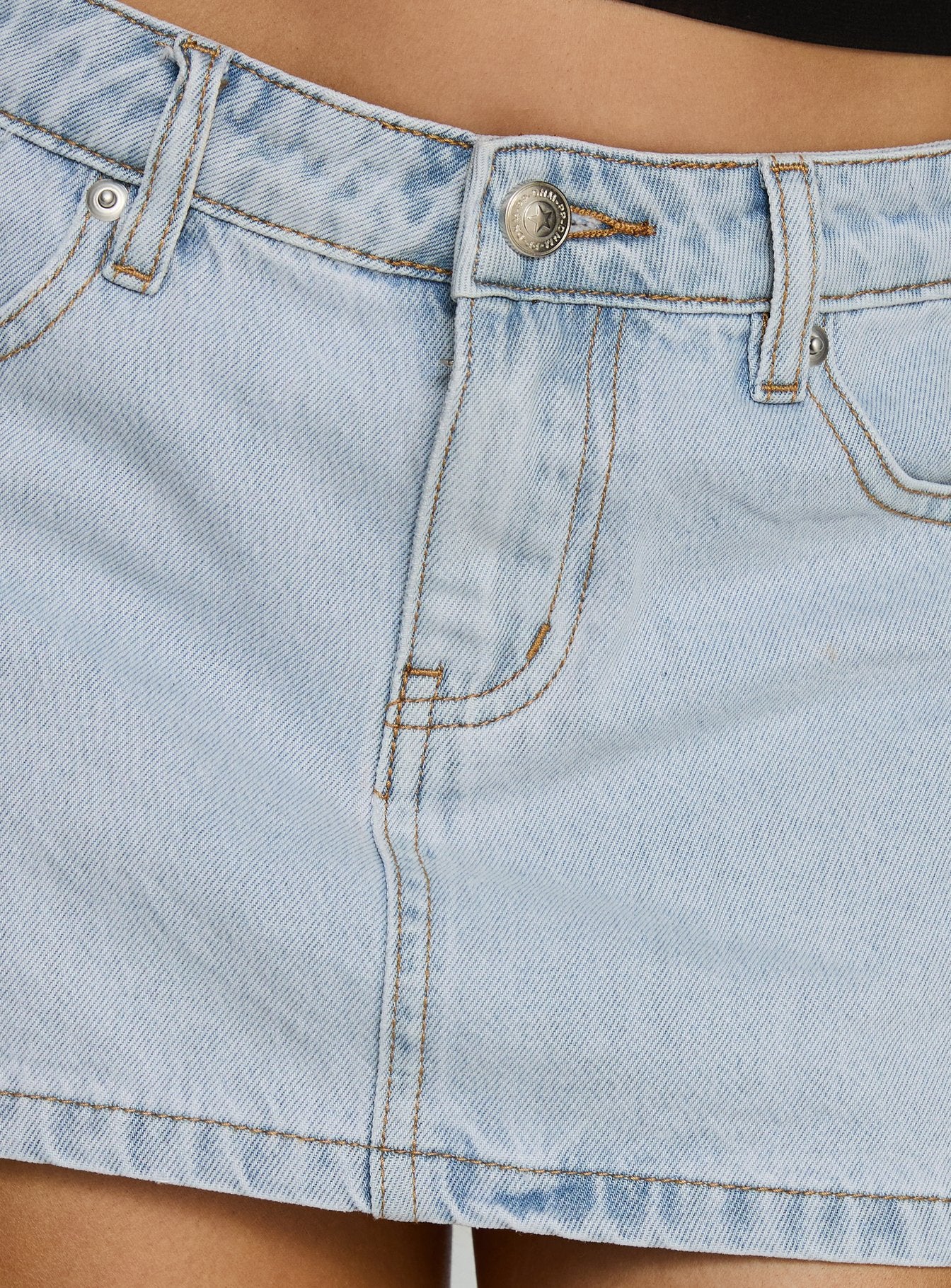Baxon Low Rise Micro Denim Skort Light Blue Wash - Image 6