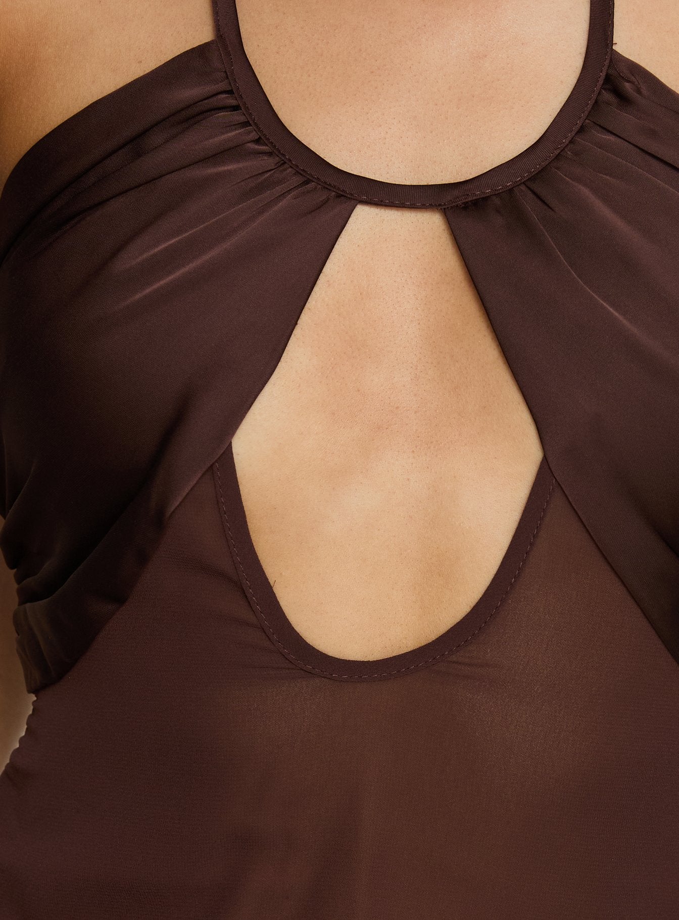 Whisperer Halter Chiffon Top Brown - Image 5