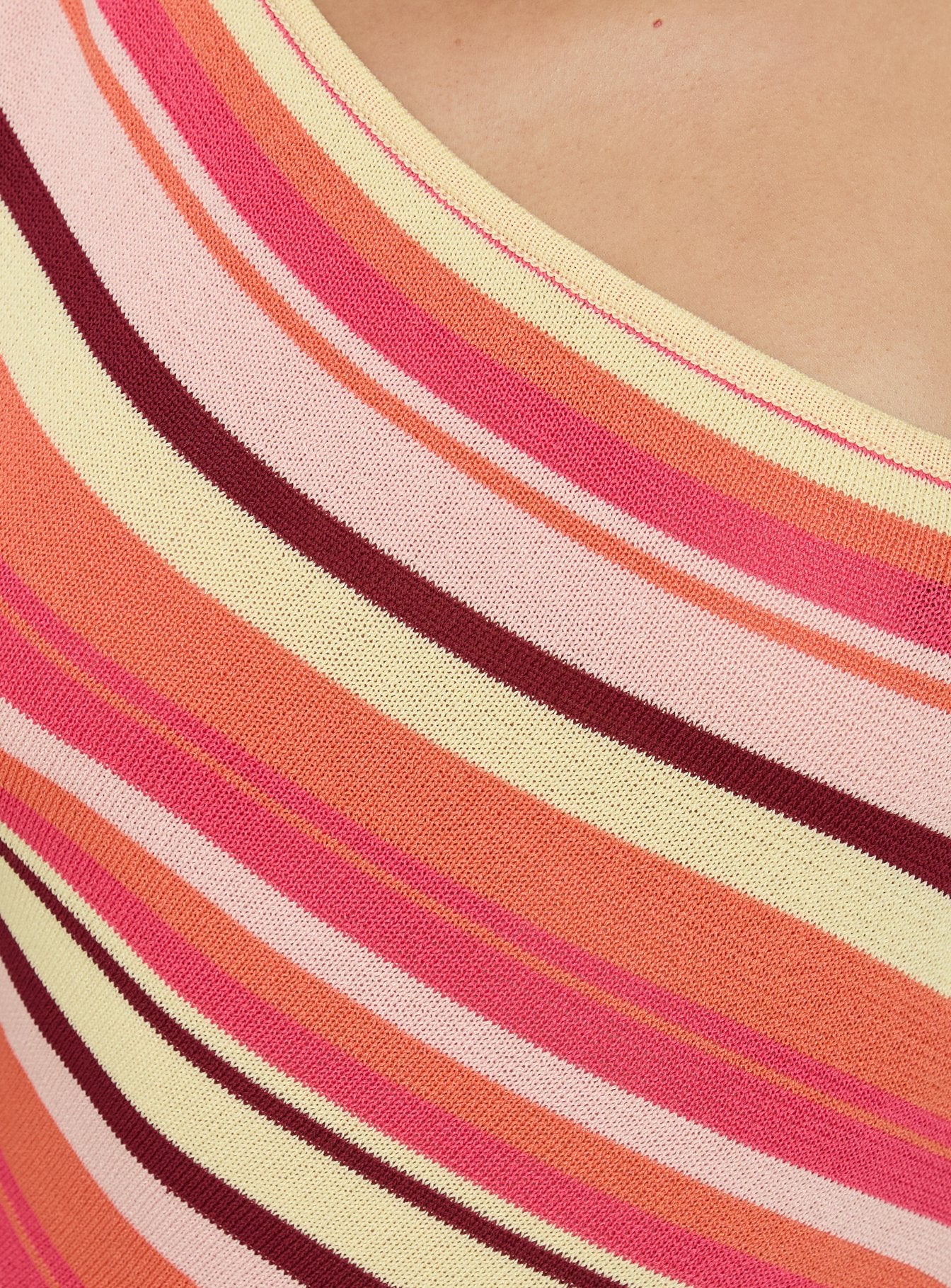 Zadena Asymmetrical Low Back Knit Mini Dress Multi Stripe - Image 6