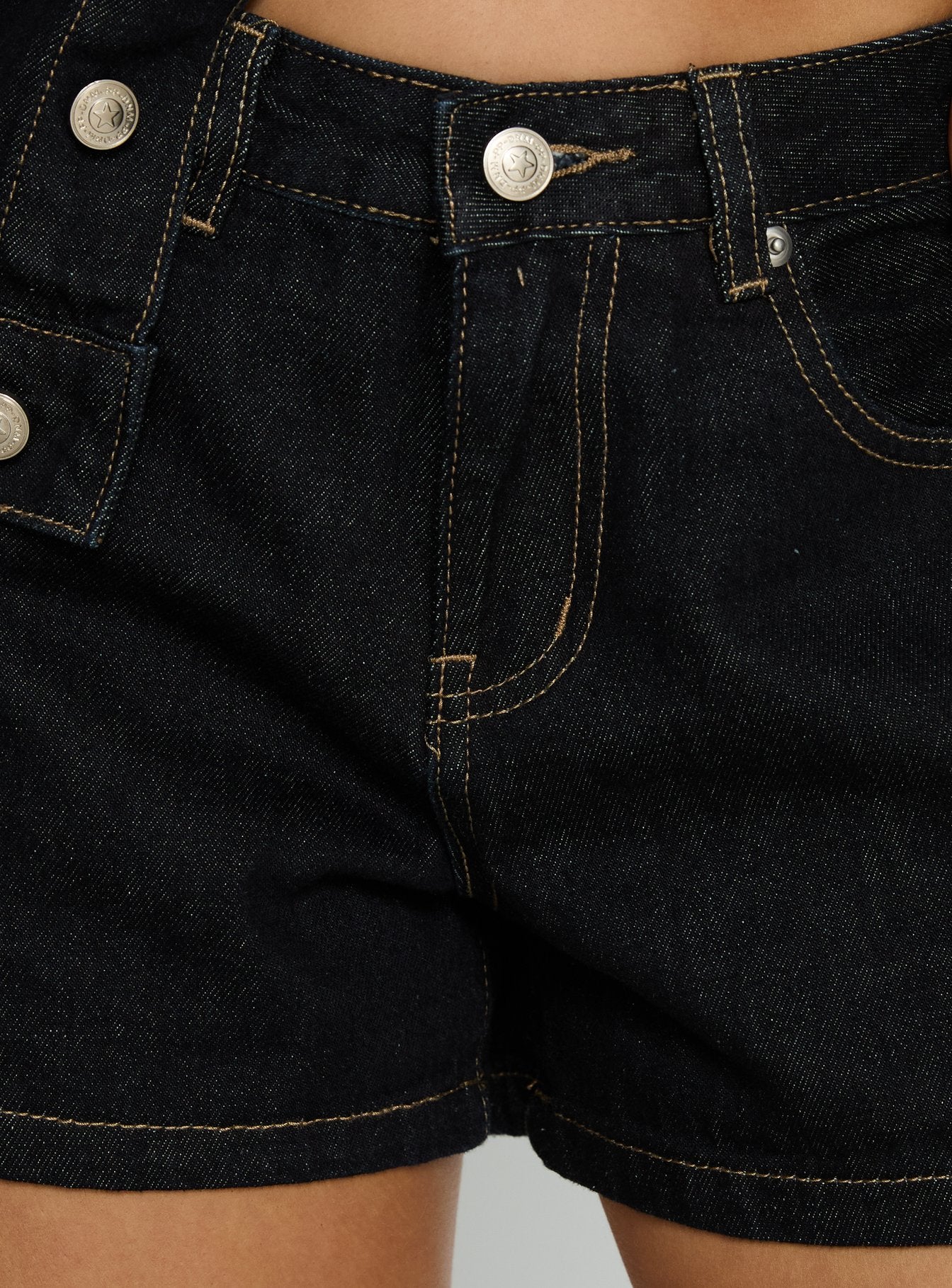 Mackenza Mid Rise Denim Shorts Raw Denim - Image 6