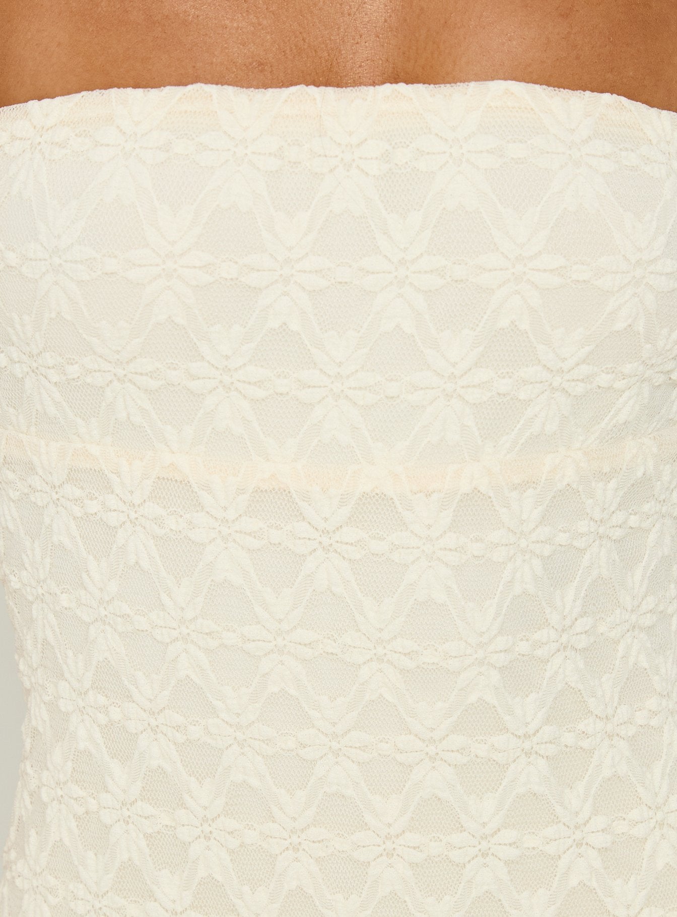 Aryela Strapless Textured Maxi Dress Cream - Image 6