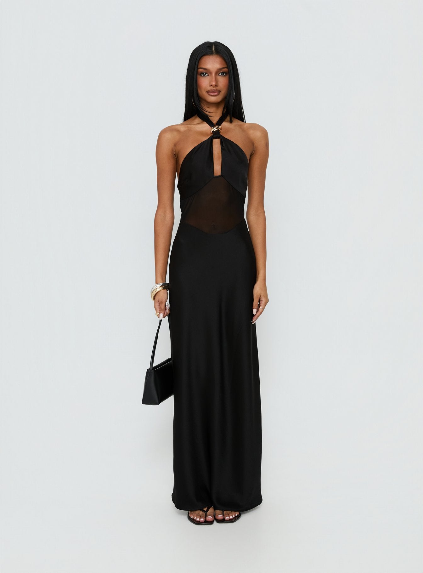 Rosario Halter Sheer Maxi Dress Black - Image 6