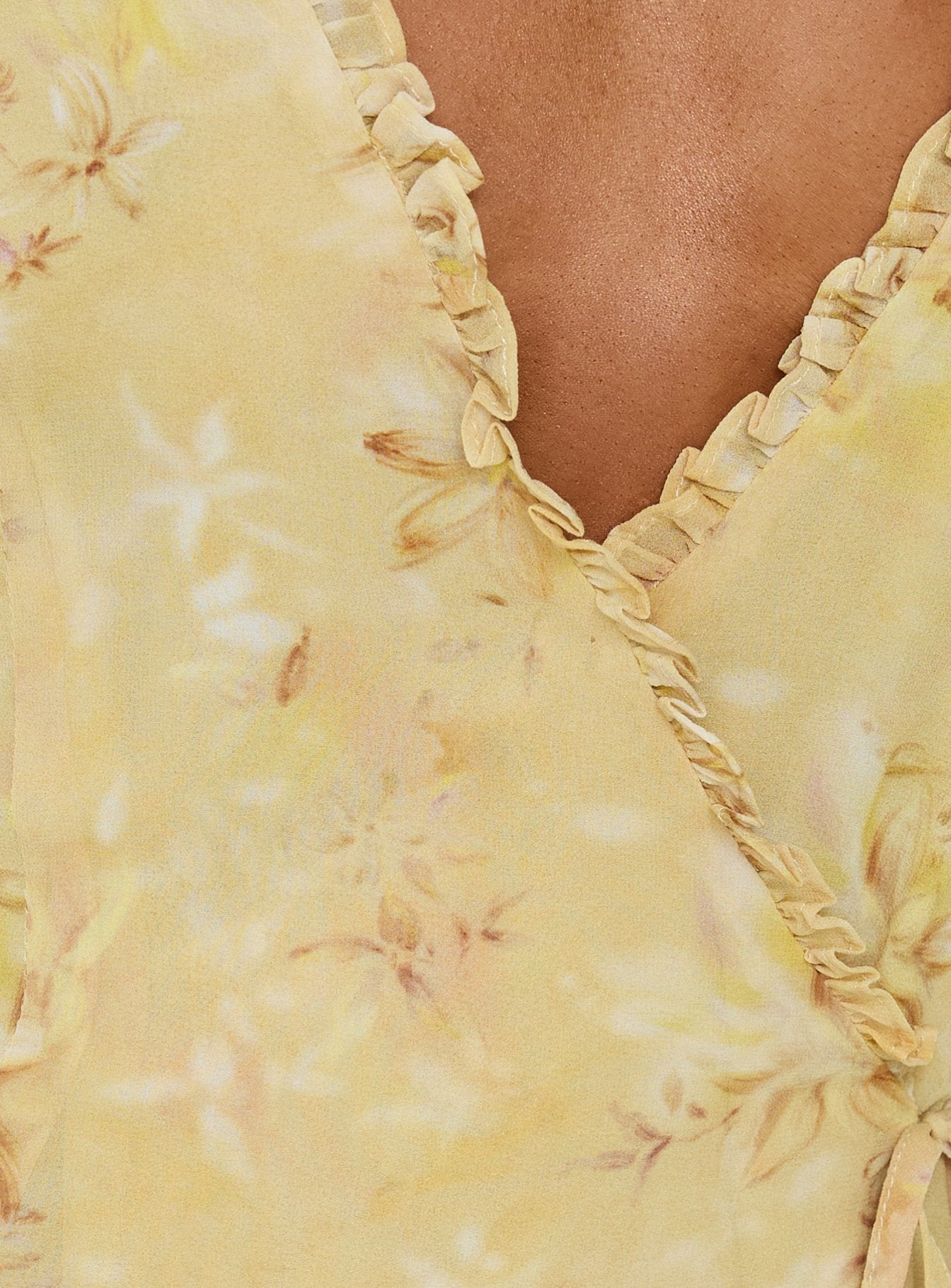 Taija Wrap Mini Dress Yellow Floral - Image 6