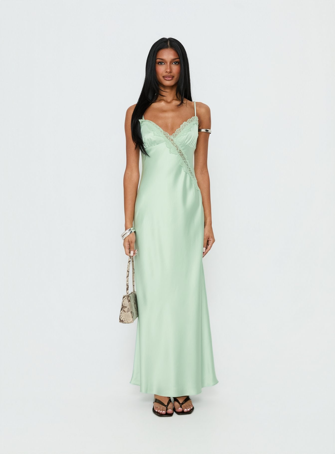 Madelene Lace V Neck Maxi Dress Jelly Mint - Image 6
