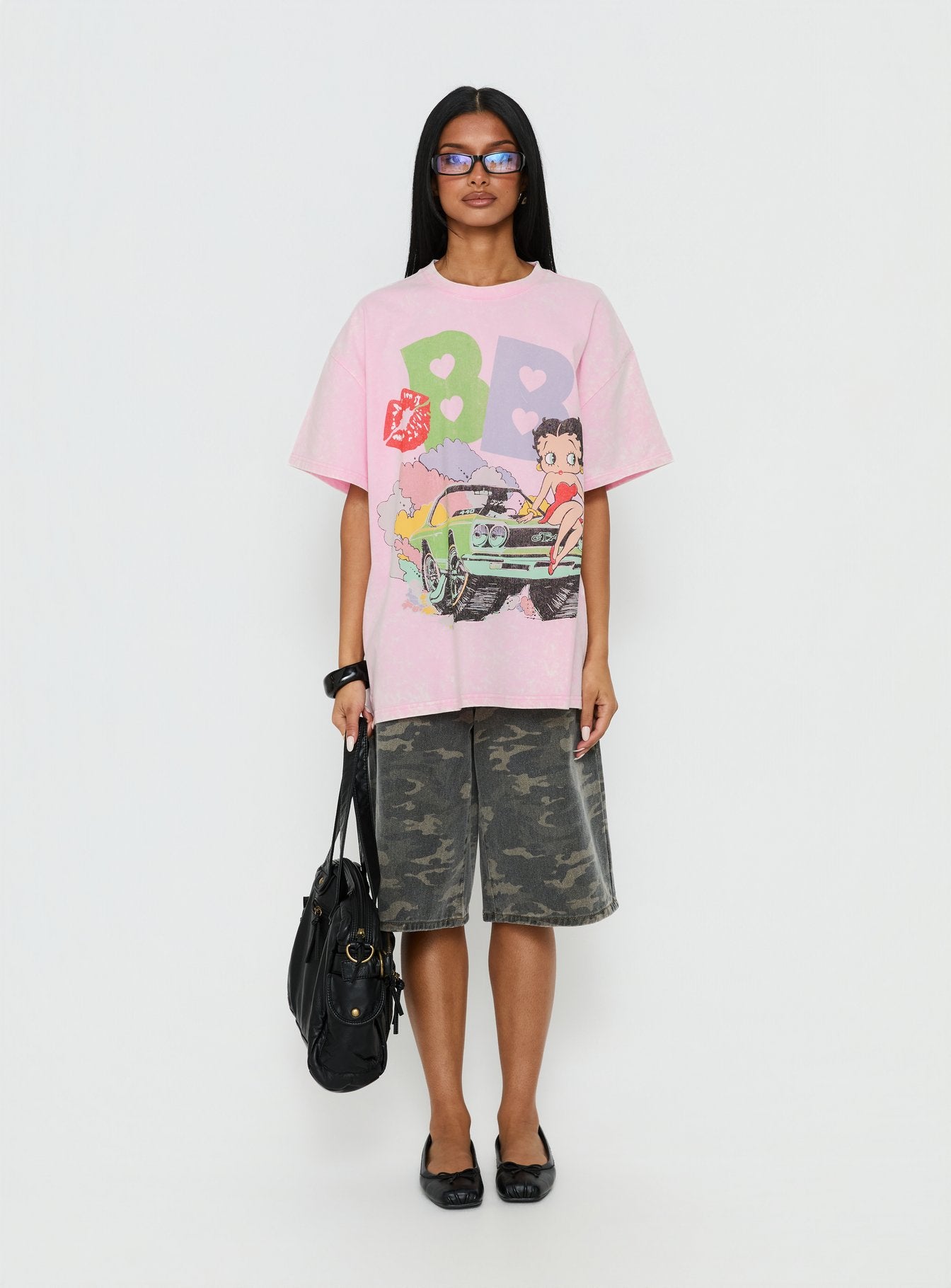 Betty Boop Speedracer Oversized Graphic Tee Washed Pink - Image 6