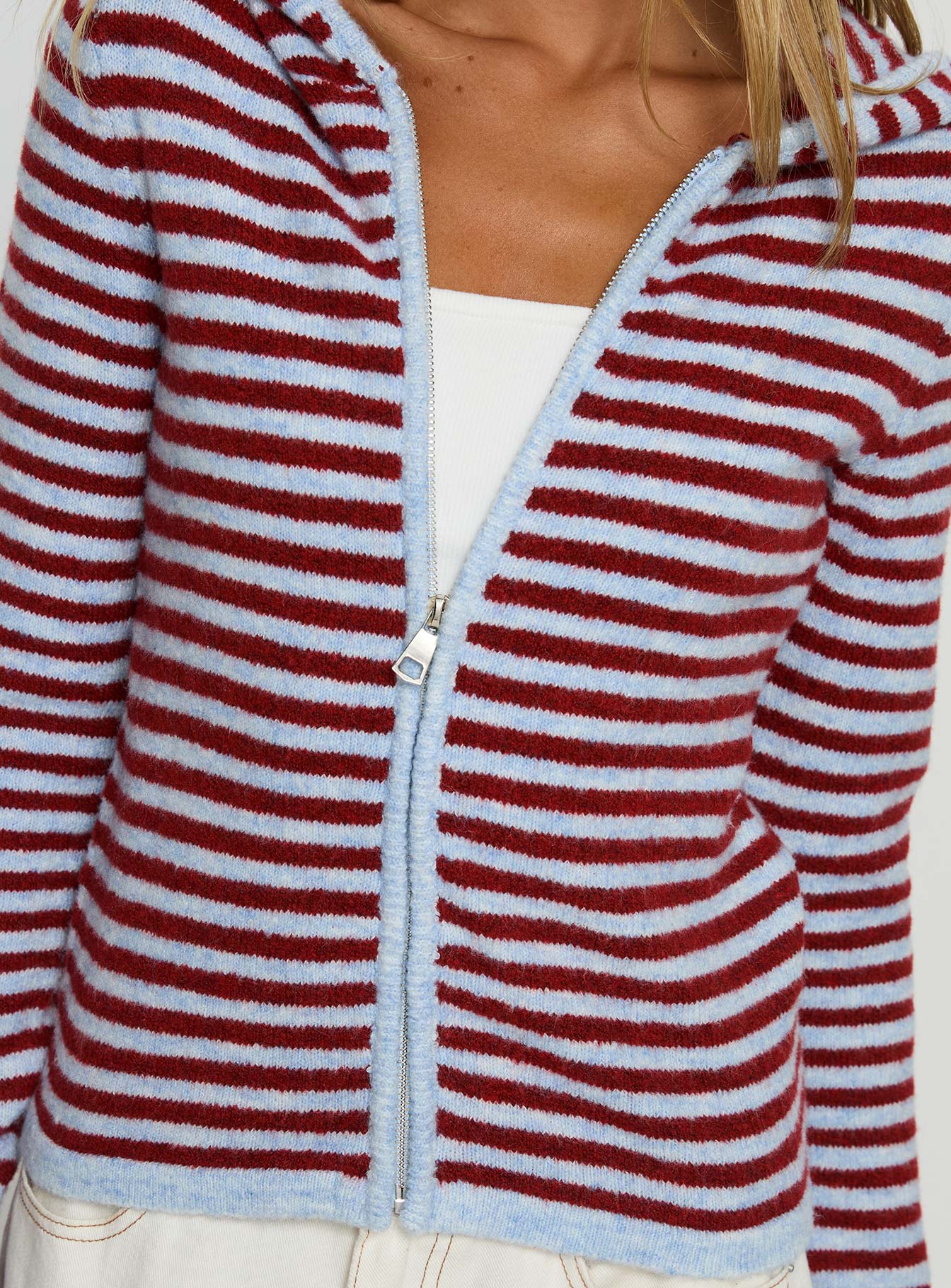 Superstars Zip Through Hoodie Blue / Red Stripe - Image 6