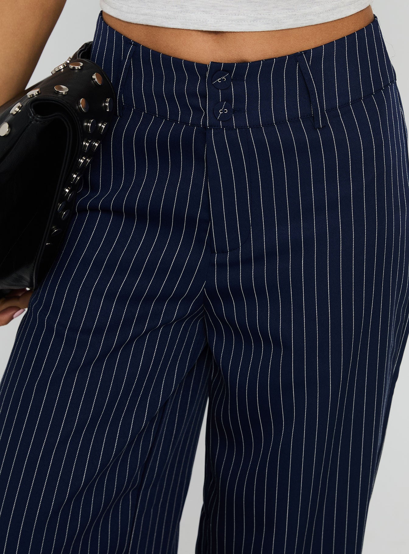Lorenne Mid Rise Pant Navy Pinstripe - Image 5