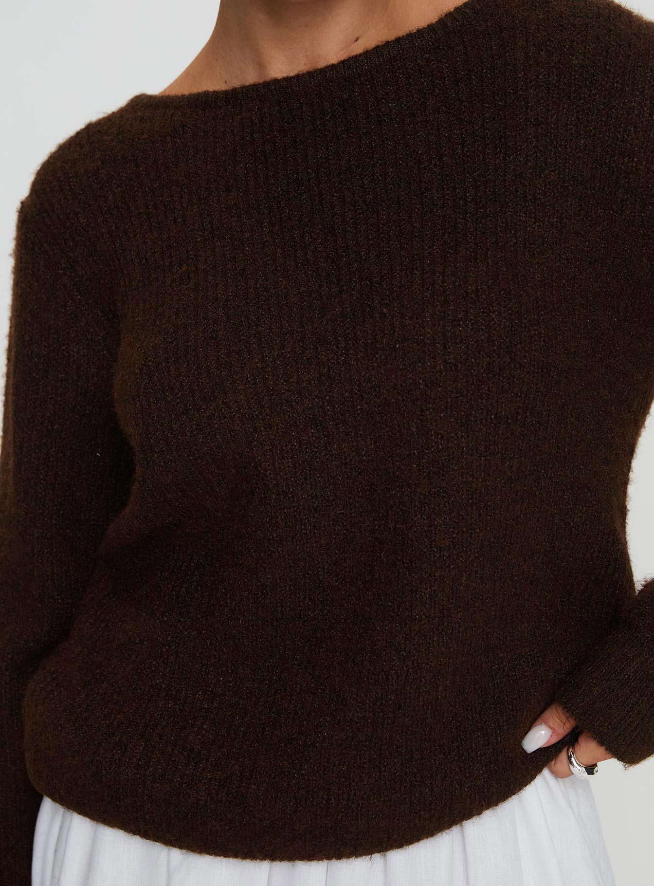 Abrams Rib Knit Crew Sweater Chocolate Marle - Image 6