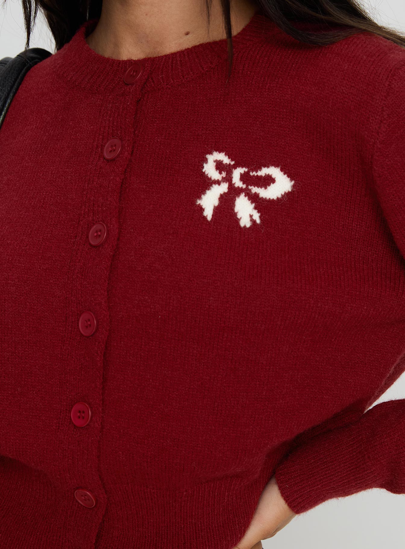 With A Bow Cardigan Red - Image 6