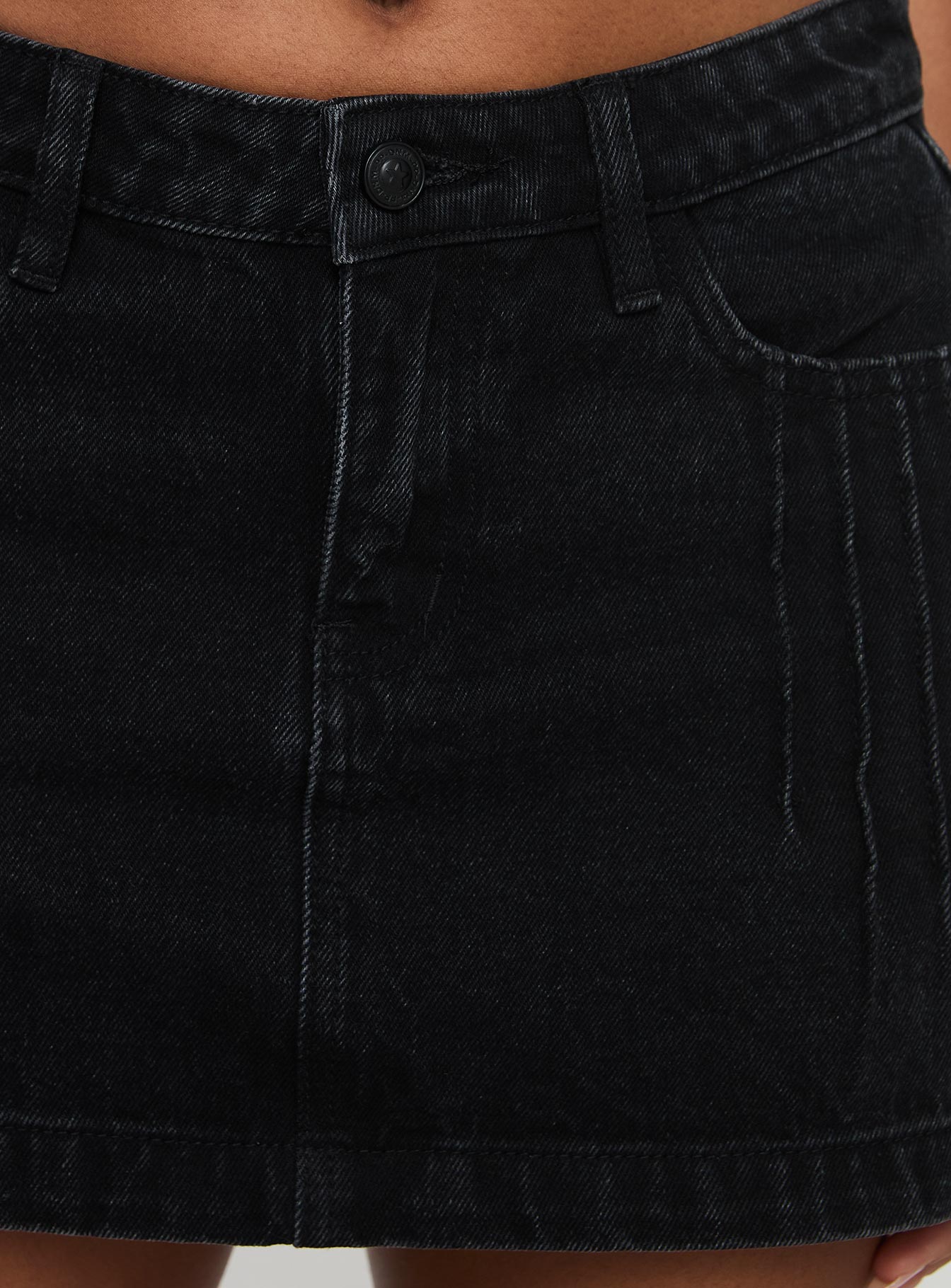 Nickei Denim Mini Skirt Washed Black - Image 5