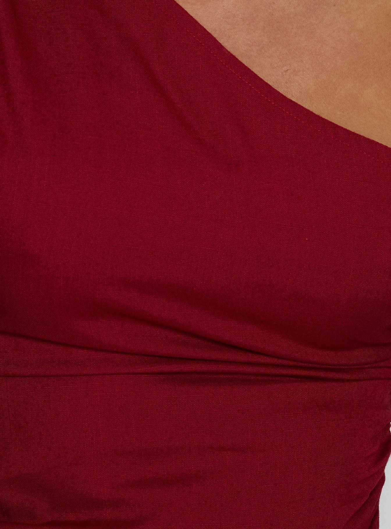 Kaylani One Shoulder Drape Top Burgundy - Image 5