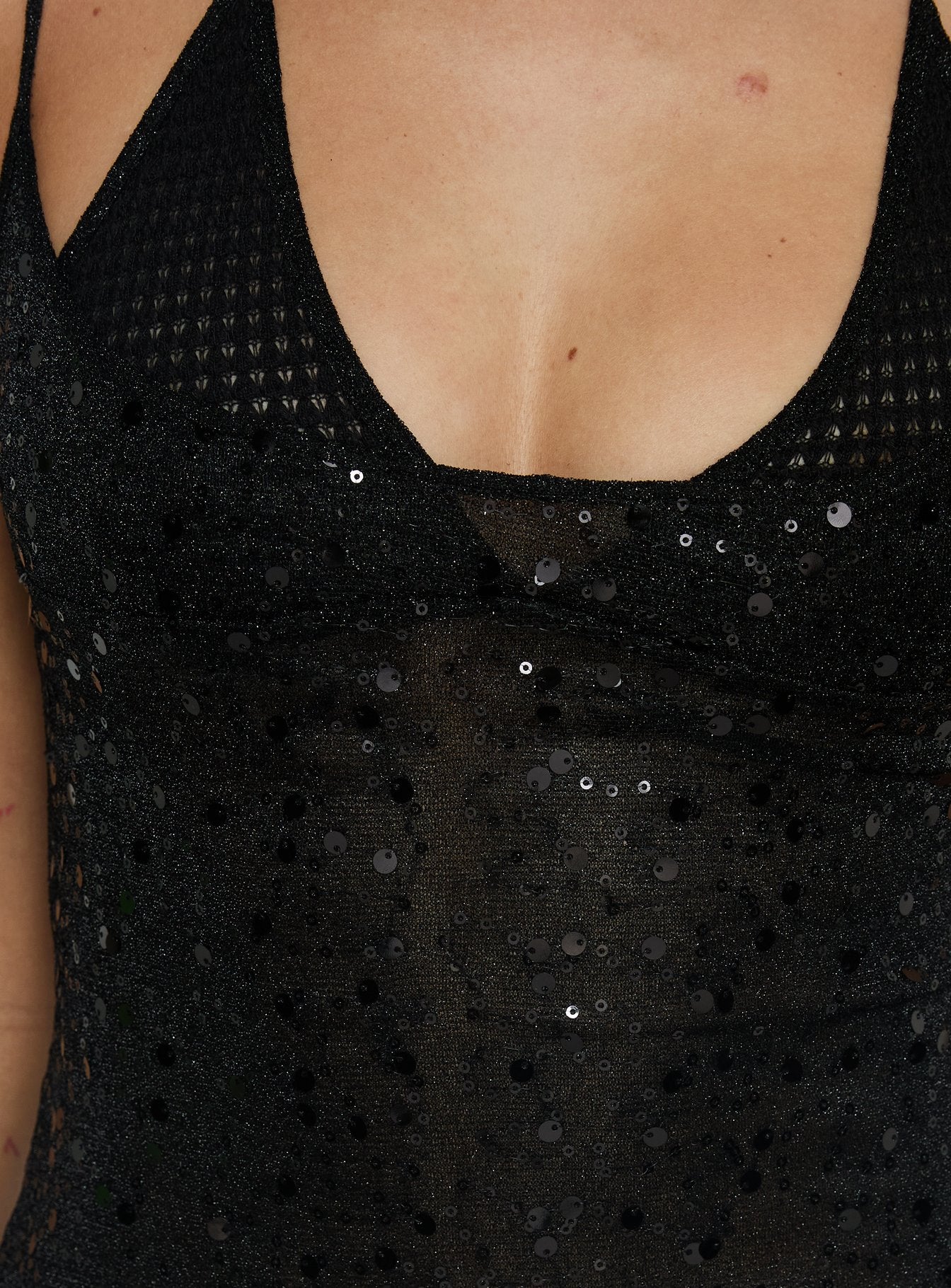 Odena Layered Sequin Cami Top Black - Image 6