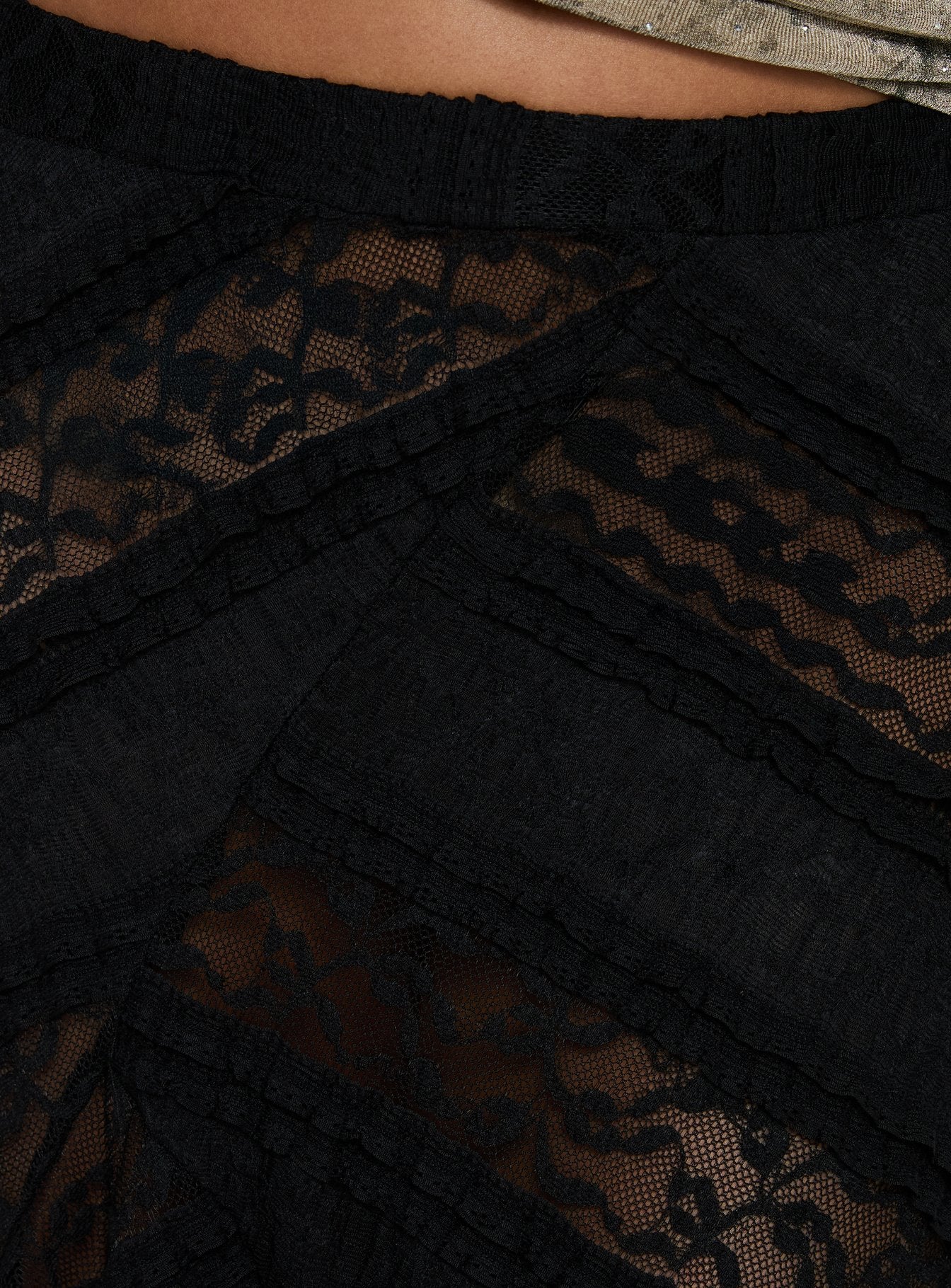 Constancia Asymmetrical Sheer Midi Skirt Black - Image 6
