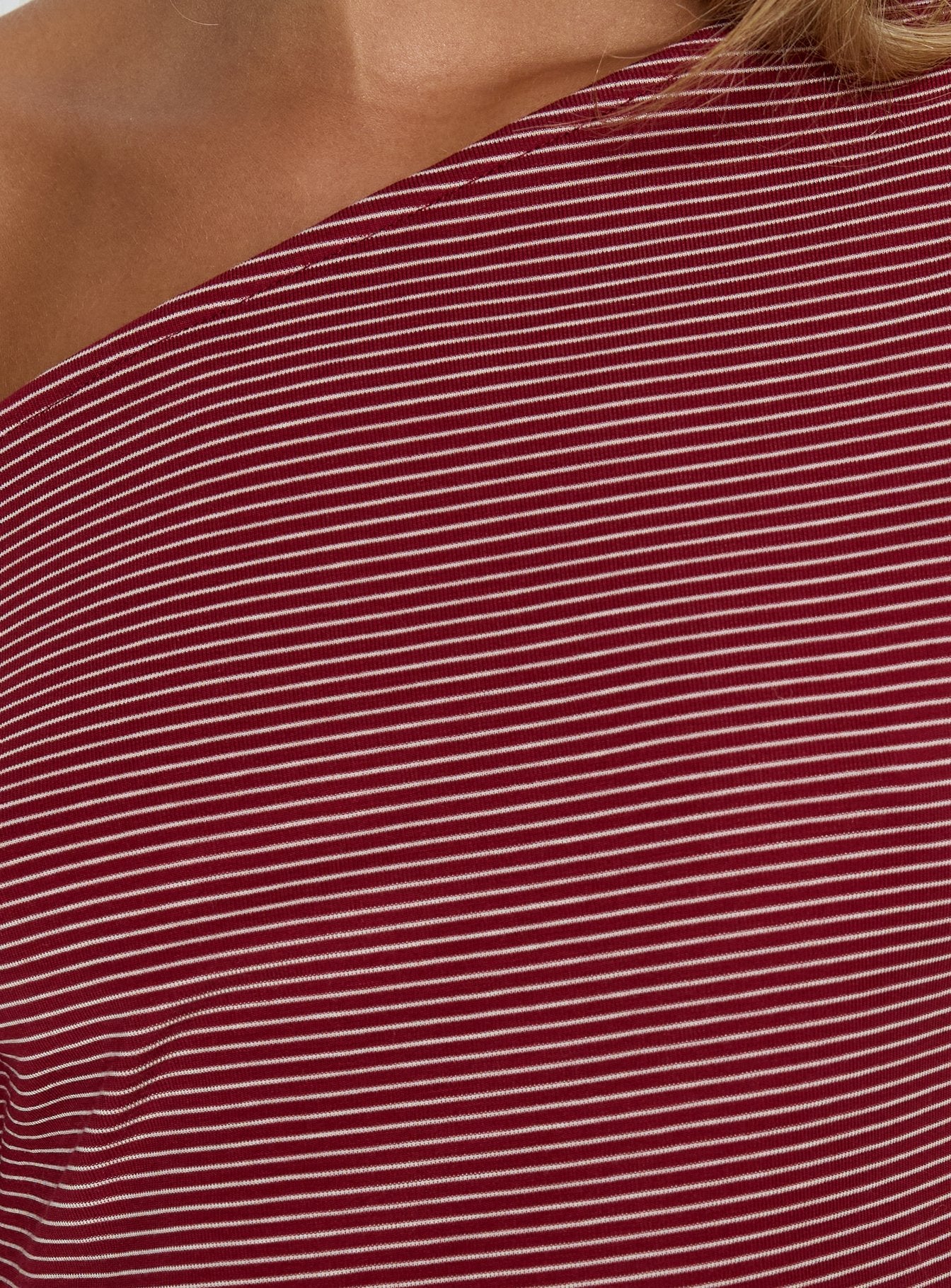 Sugar Surge Off Shoulder Sleep Top Cherry Stripe - Image 6